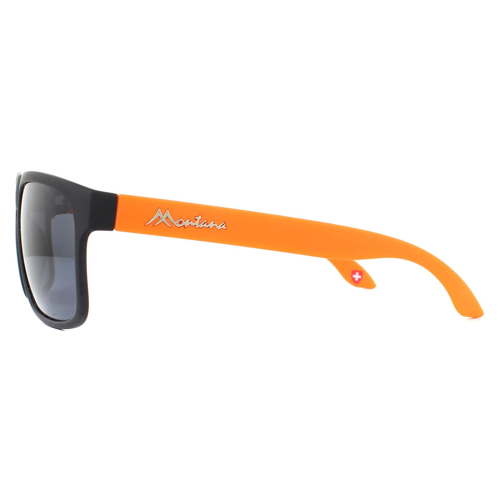 Black Rectangle Black with Orange Rubbertouch Black Polarized Sunglasses, Image 3 of 4