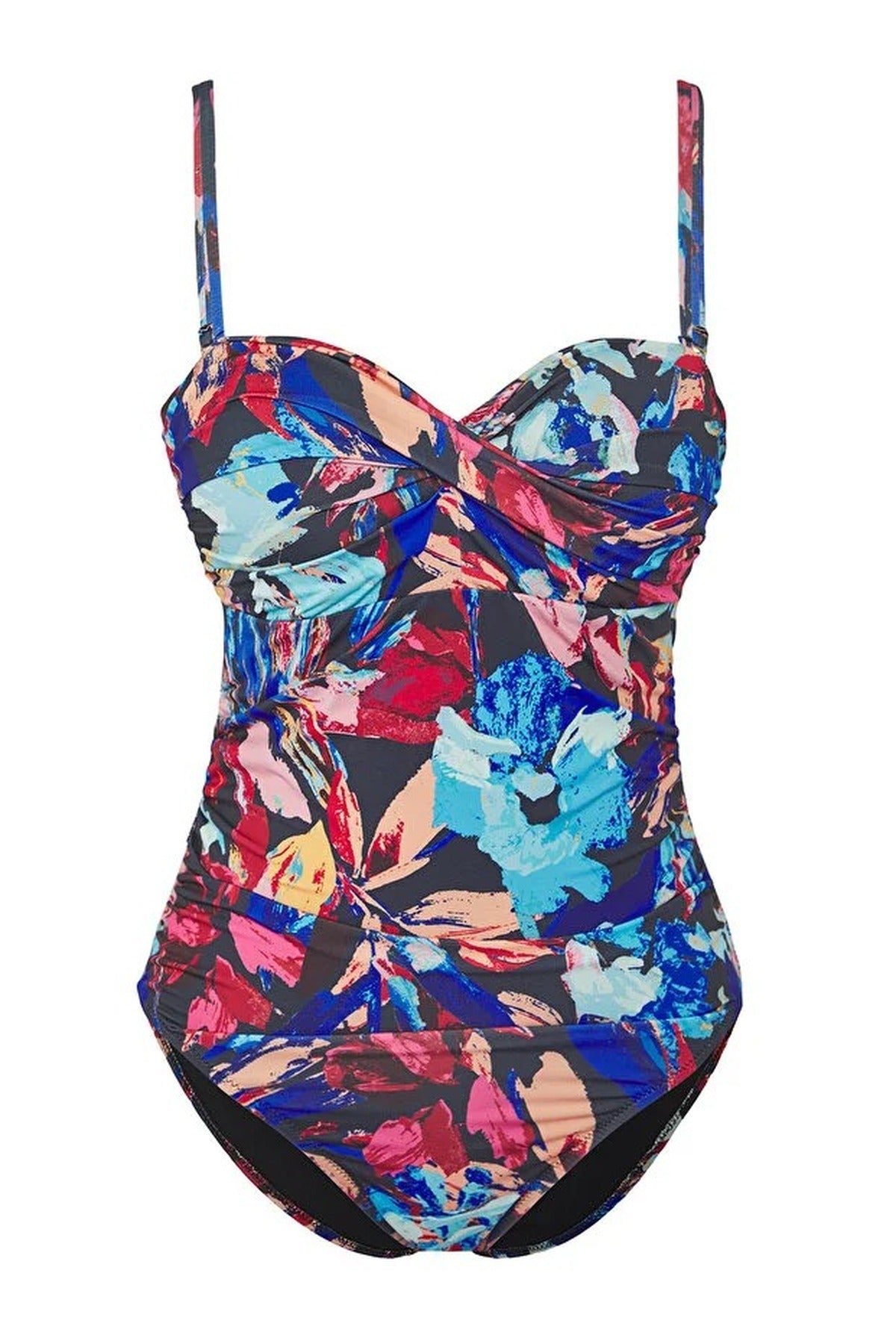 Multi Twist Front Floral Printed Bandeau Swimsuit, Image 2 of 3
