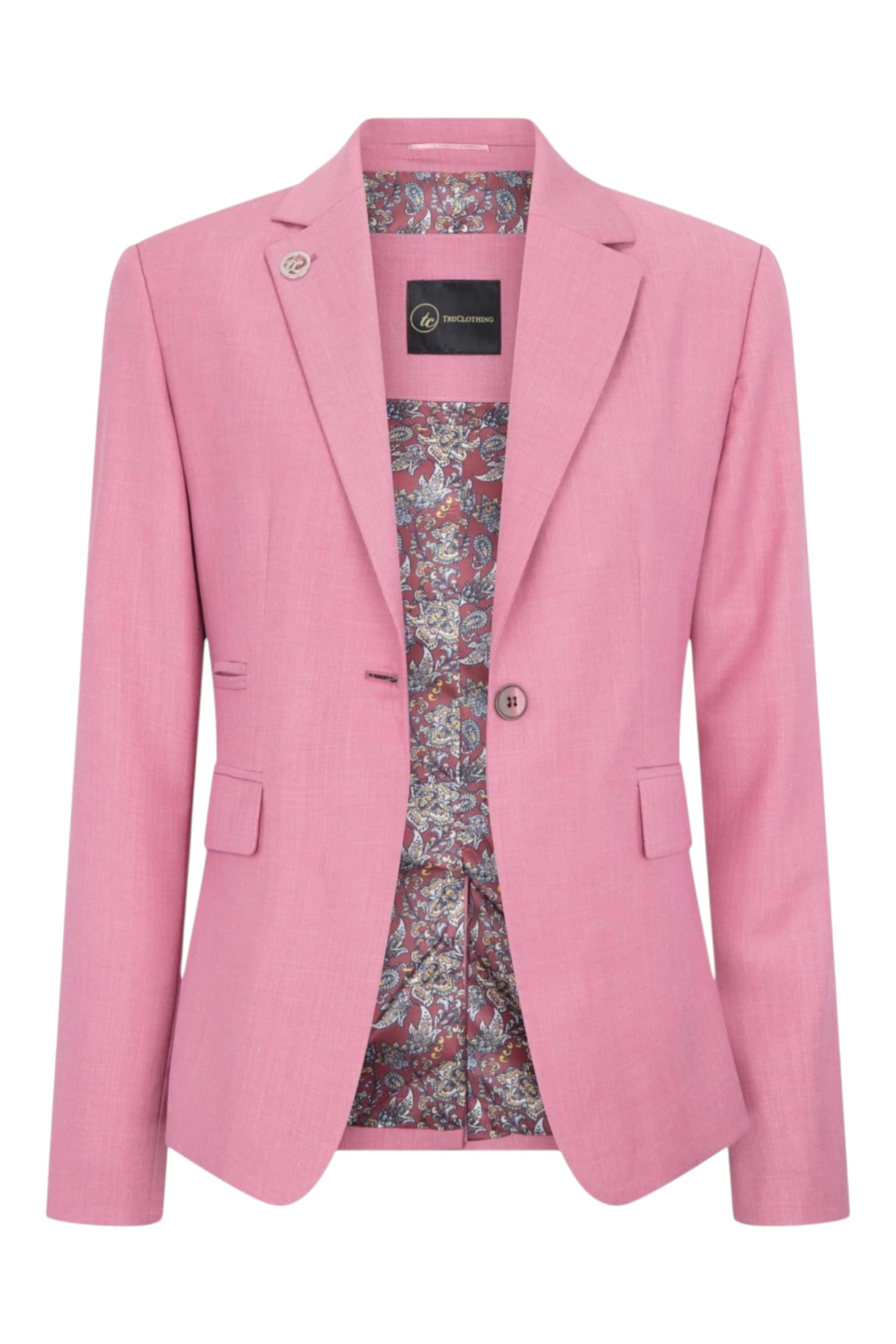 Pink Infinity Leather Pink Womens 3 Piece Plain Pink Formal Office Suit, Image 3 of 8