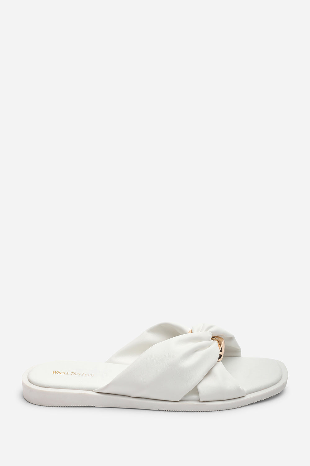 White Brooklyne Twist Open Toe Slide On Sandals, Image 2 of 6