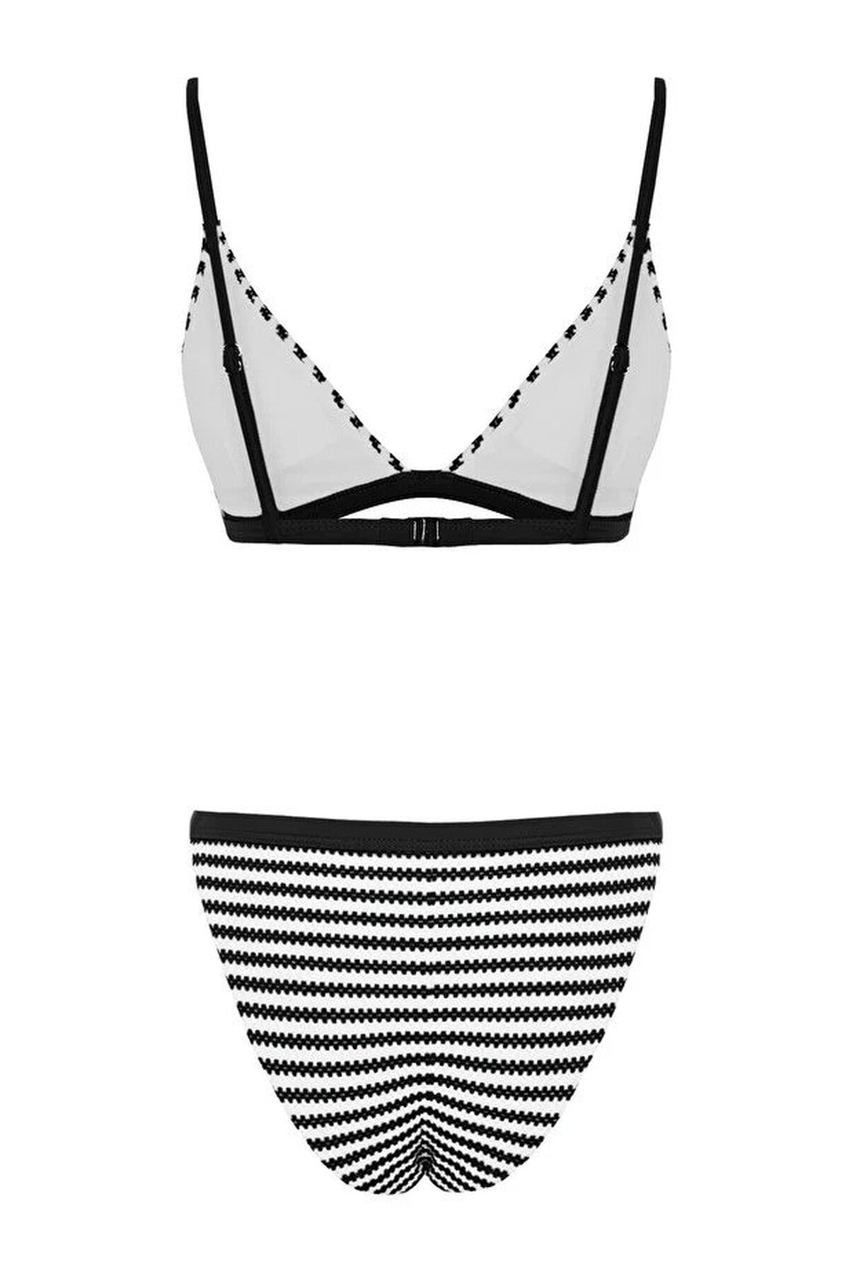 Multi Textured Stripe Triangle Bikini Set with Tie Side, Image 4 of 5