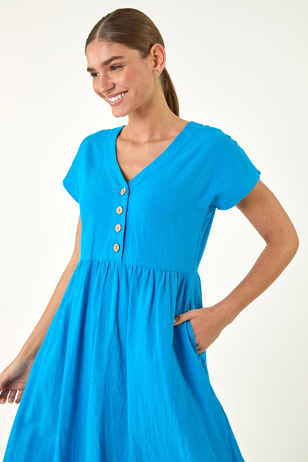 calvin klein royal blue velvet dress All Time Favorite Navy Button Front Mini Dress main image 0
