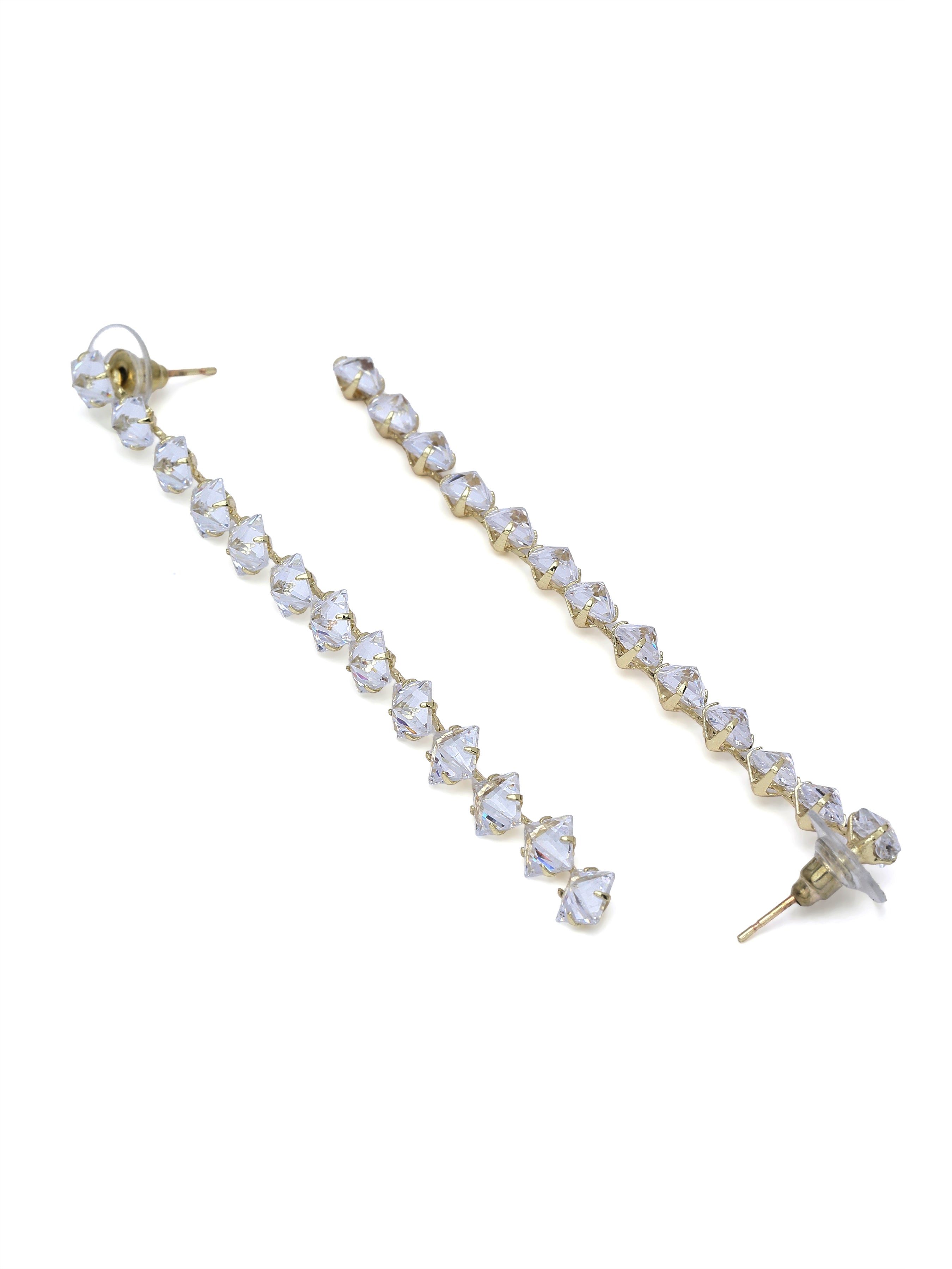 Gold Crystal Line Drop Earrings, Image 2 of 3