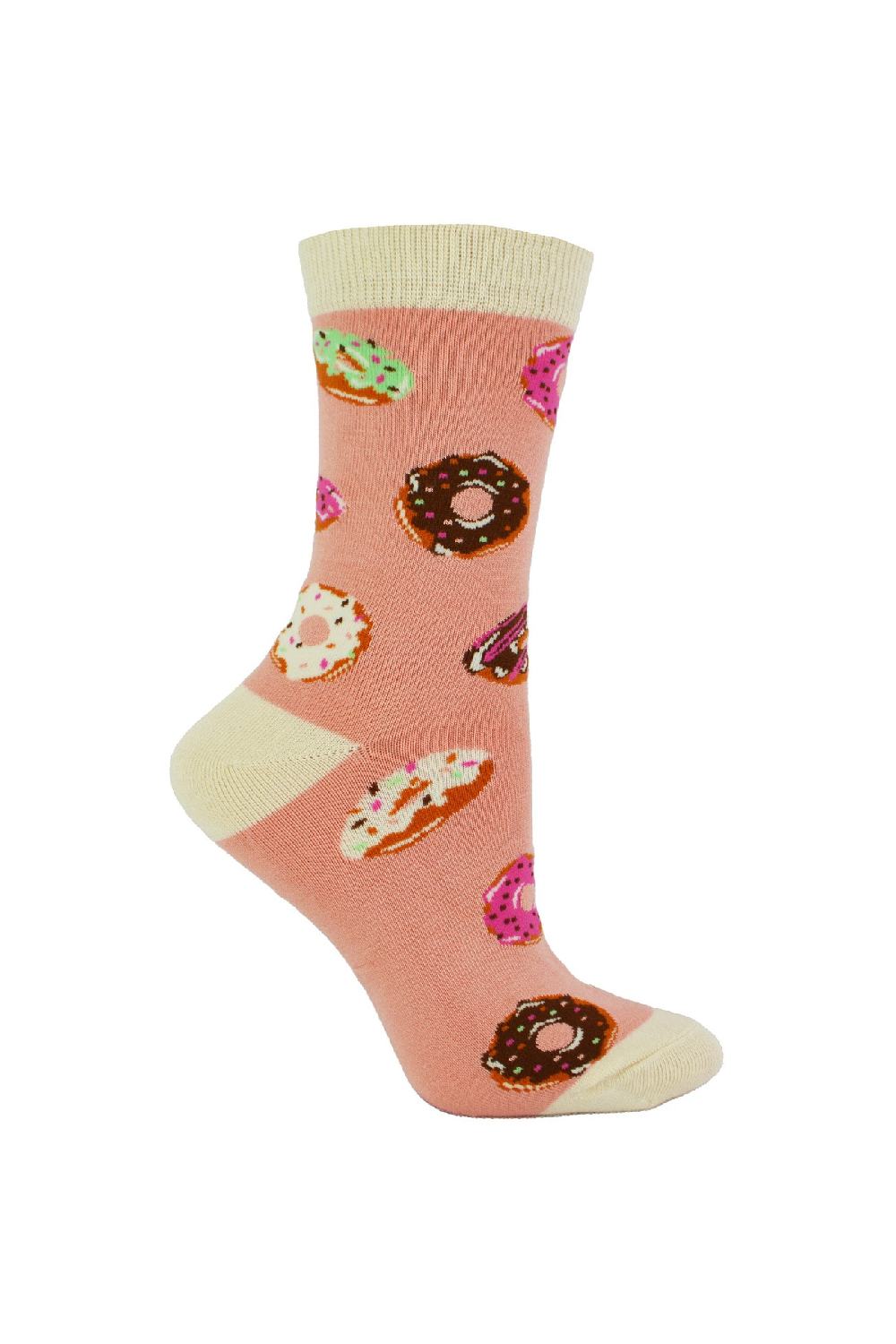 Pink Flourescent 1 Pack Ladies Novelty Patterned Bamboo Socks, Image 1 of 5