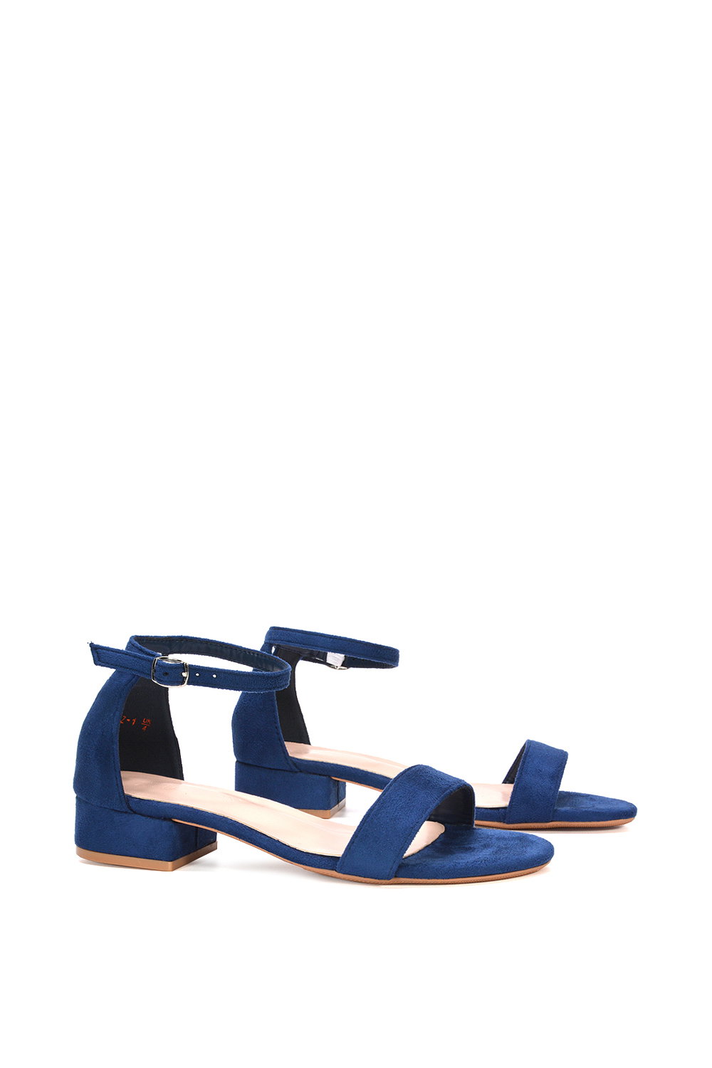Navy XY LONDON Navy 'Tate' Low Block Heel Sandals With Ankle Strap, Image 3 of 6