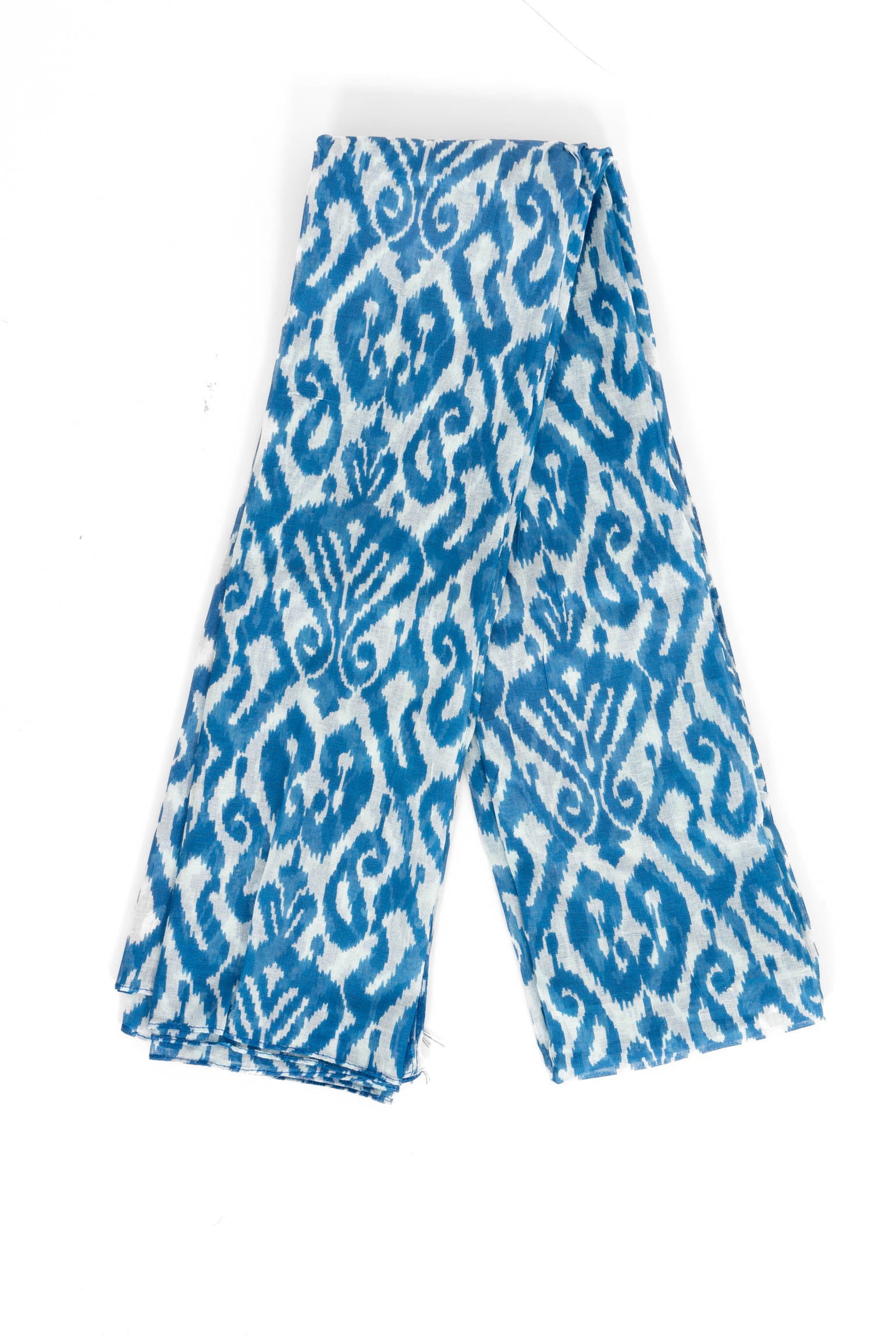 Blue Sarta Blue Damask Lightweight Cotton Scarf, Image 3 of 4