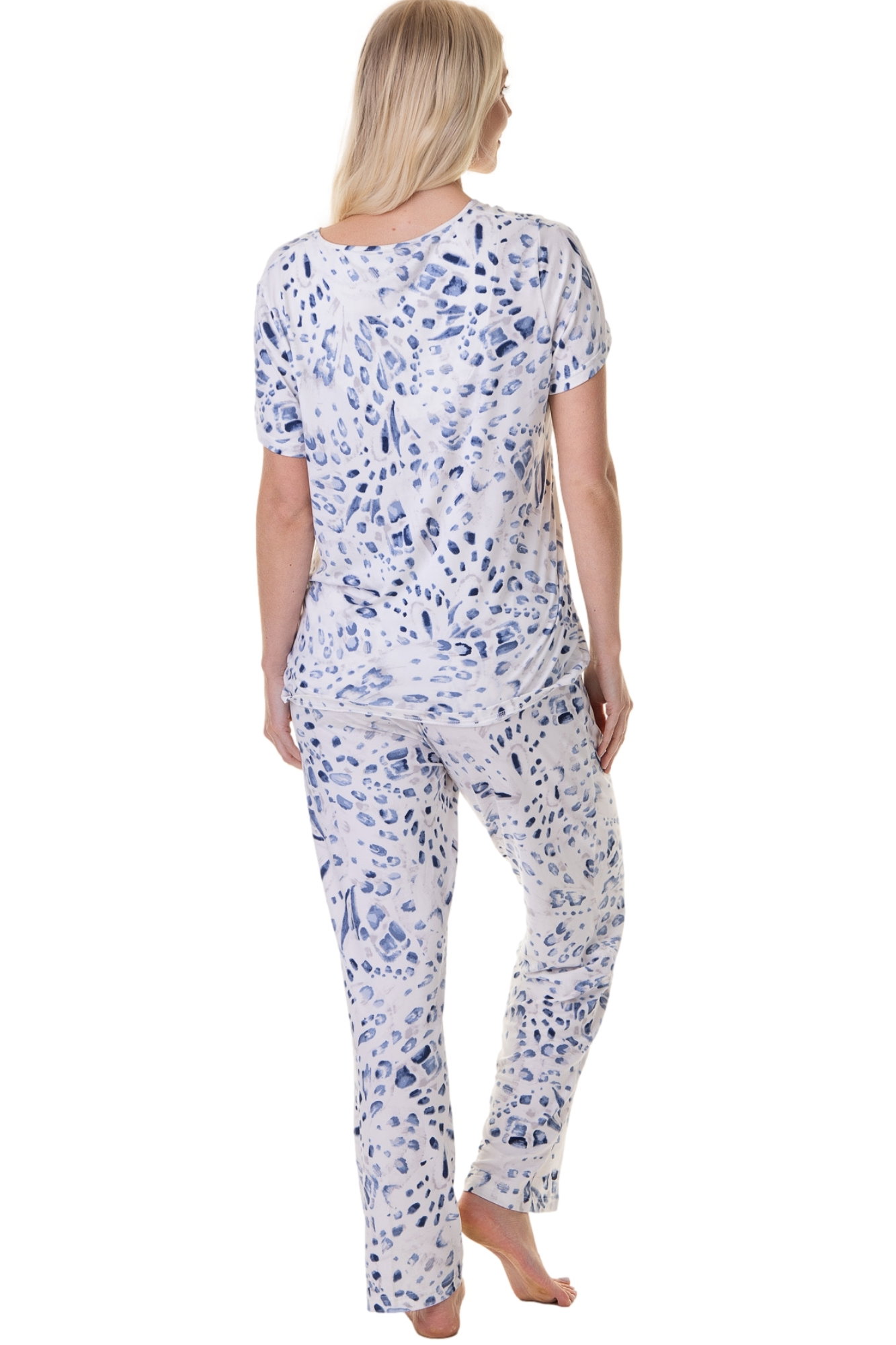 Blue Camille Lingerie Blue Lightweight Floral Print Pyjama Set, Image 2 of 5
