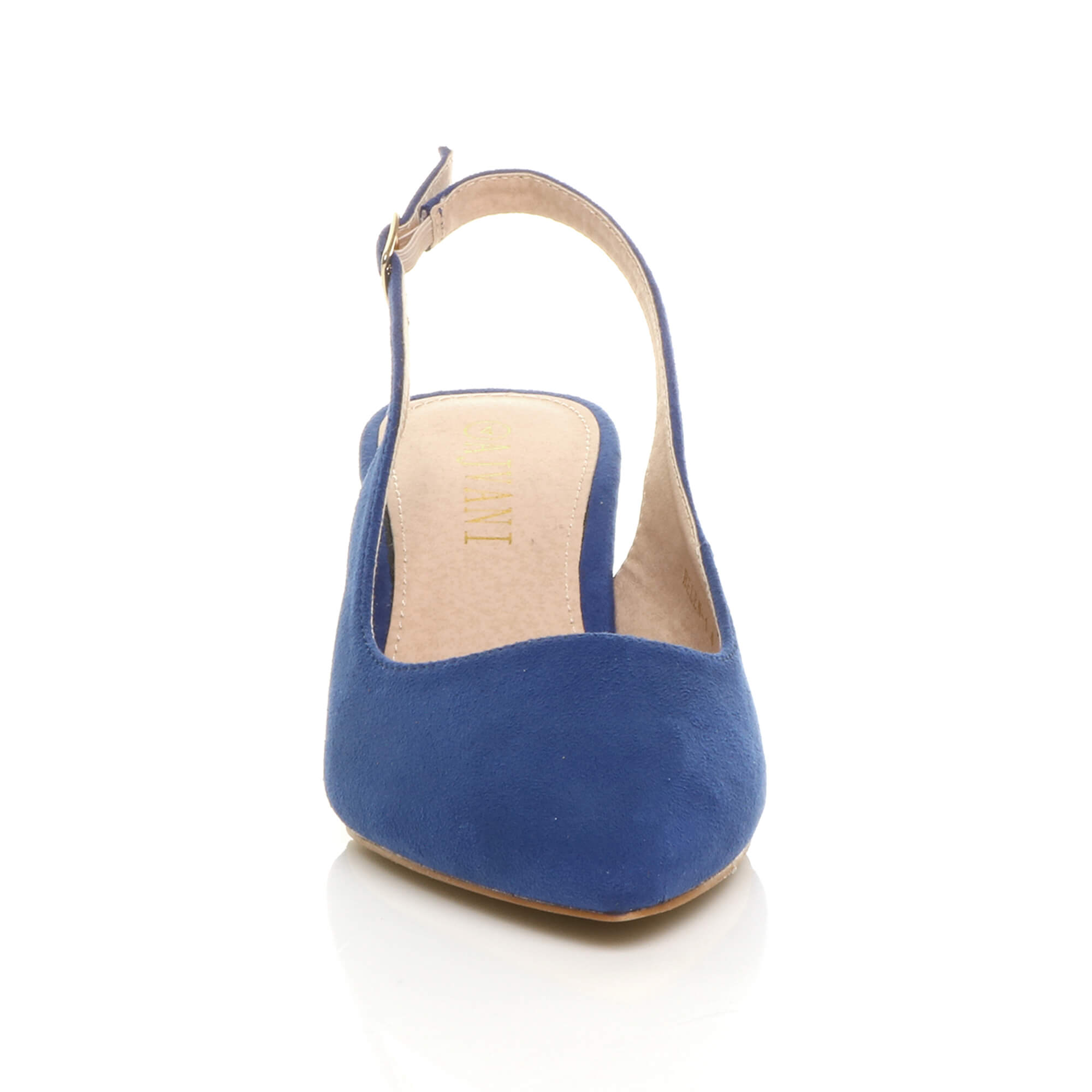 Royal Blue AJVANI Royal Blue Mid Heel Slingback Pointed Toe Court Shoes, Image 6 of 6