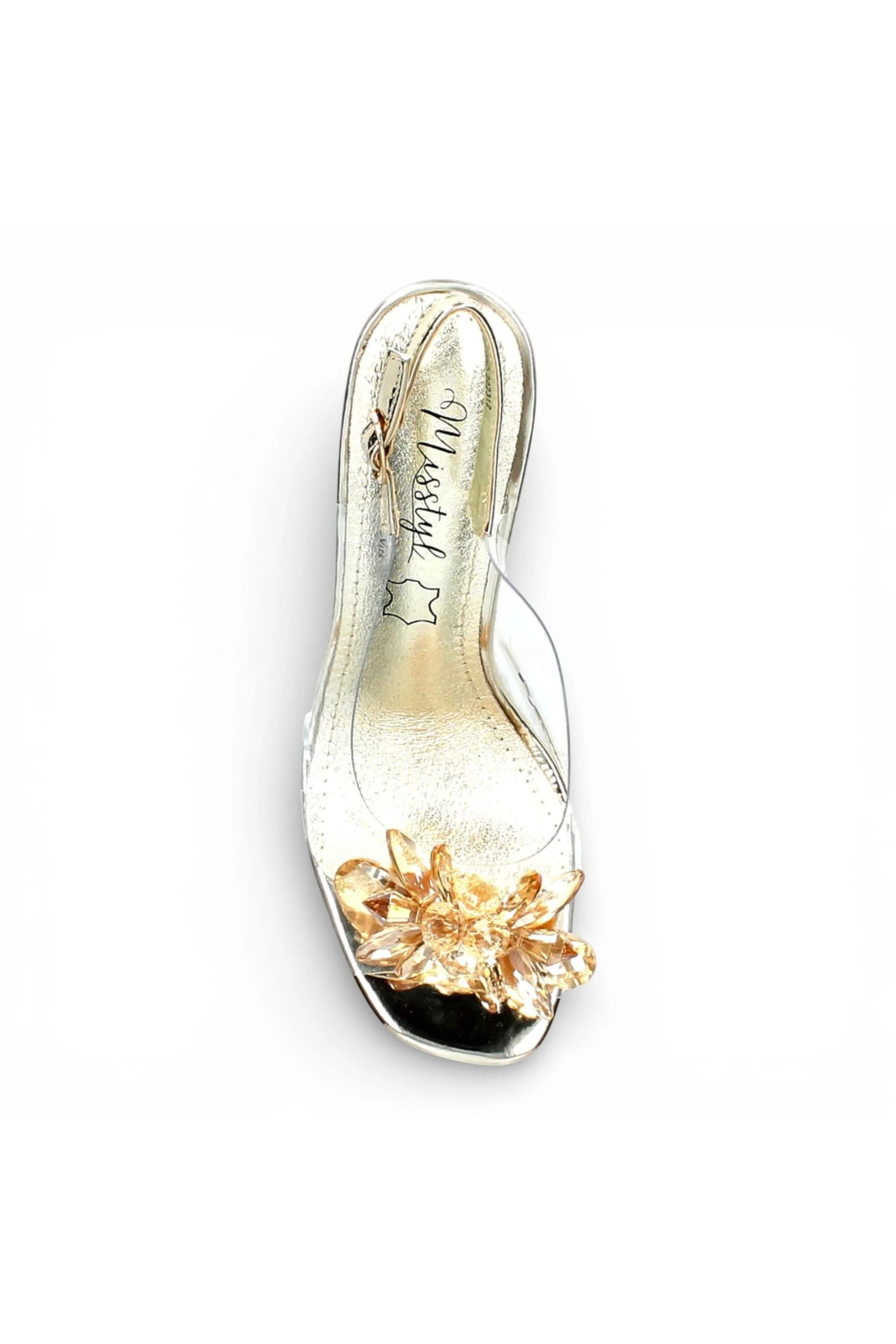 Gold Women’s Crystal Heel Sandals - Mira 01, Image 7 of 7