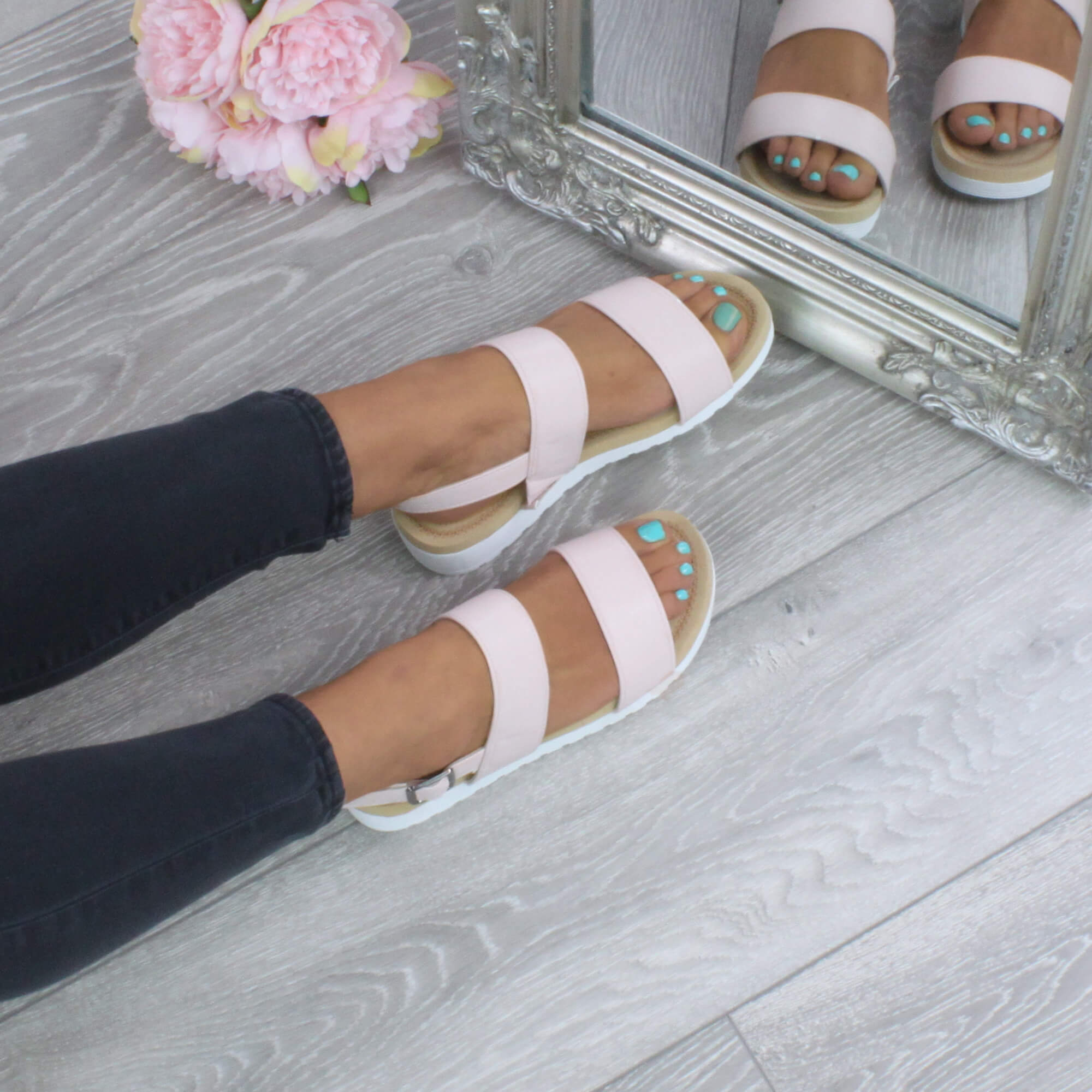 Natural AJVANI Natural Flatform Strappy Sandals, Image 5 of 6