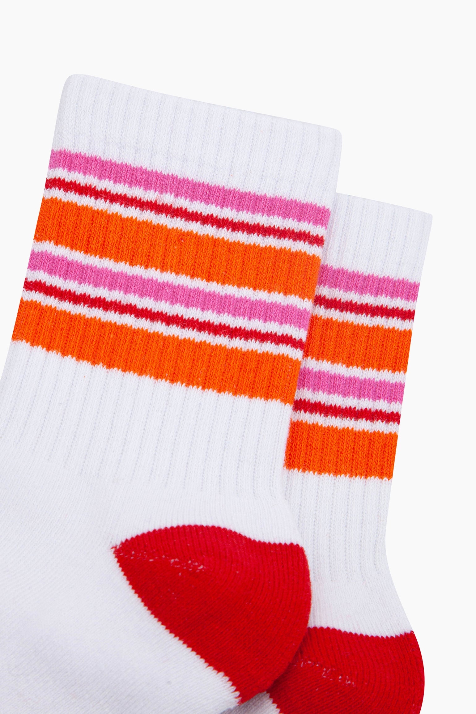 Multi Orange Striped Cotton Sports Socks, Image 2 of 4