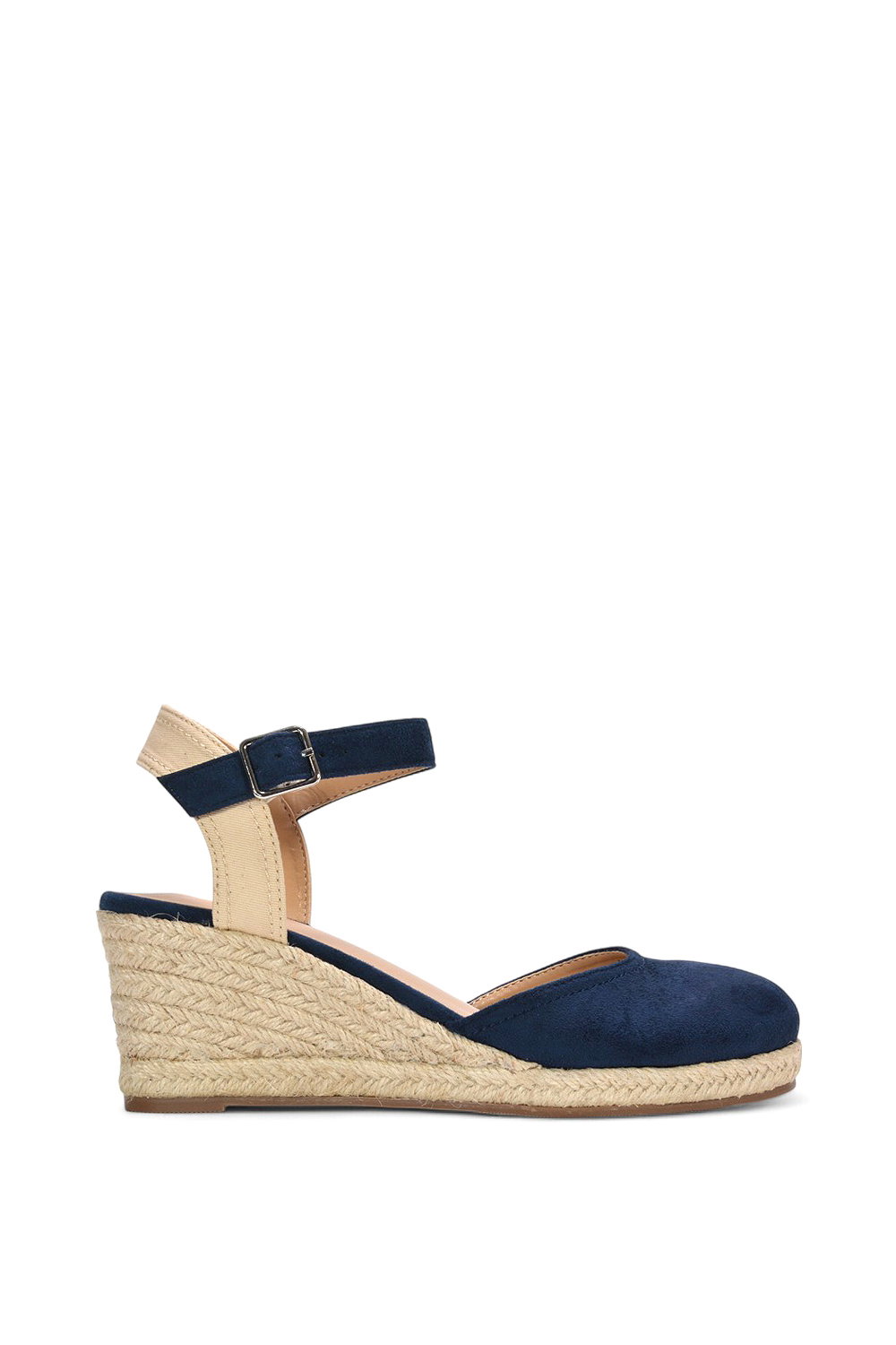 Black 'Joey' Closed Toe Ankle Strap Espadrille Wedge Platform Shoes