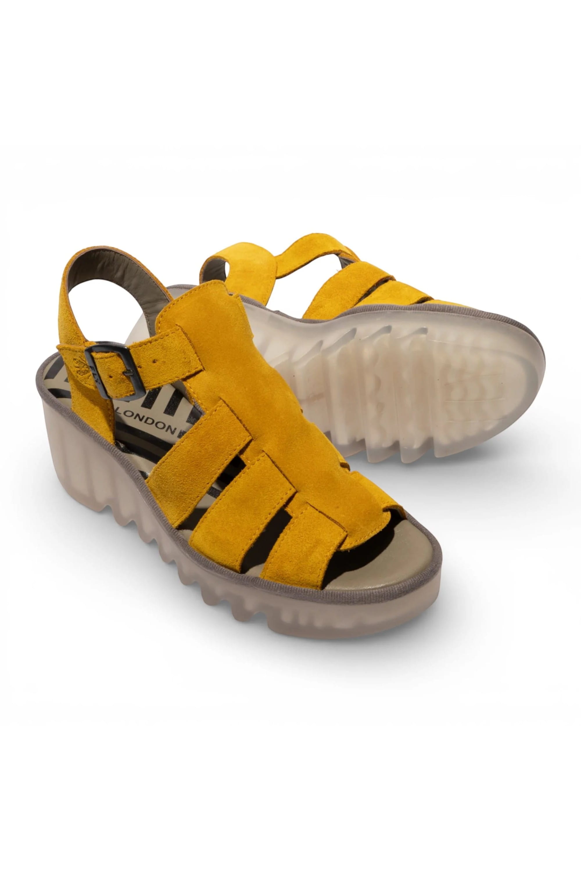 Yellow Womens Leather Wedge Sandals BAIC621FLY, Image 5 of 5