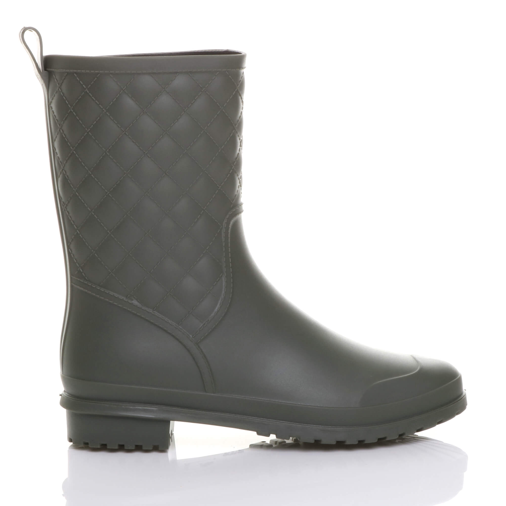 Khaki AJVANI Khaki Waterproof Wellingtons Quilted Ankle Boots Wellies, Image 5 of 6