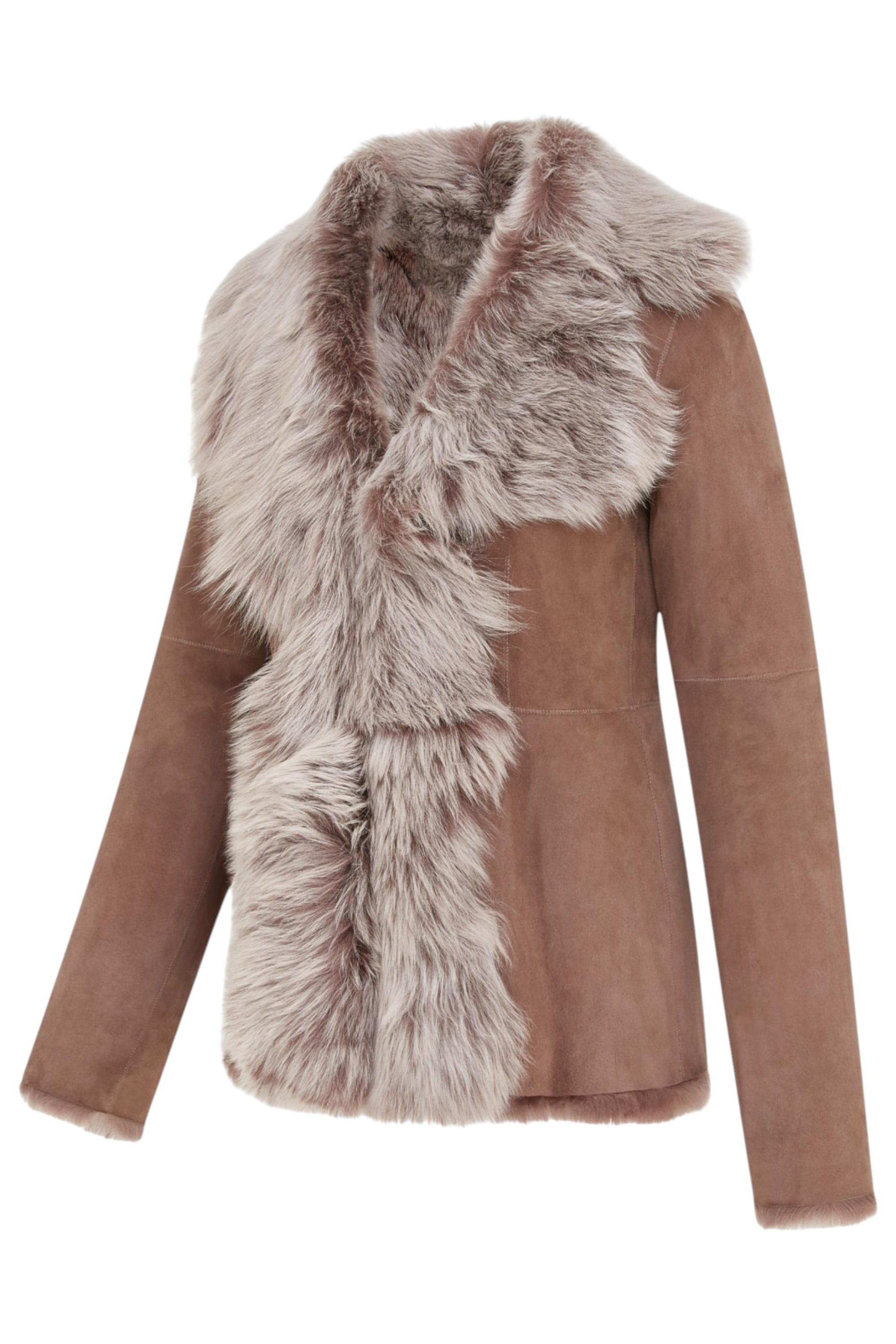 Taupe Sheep Toscana Shearling Leather Jacket, Image 2 of 6