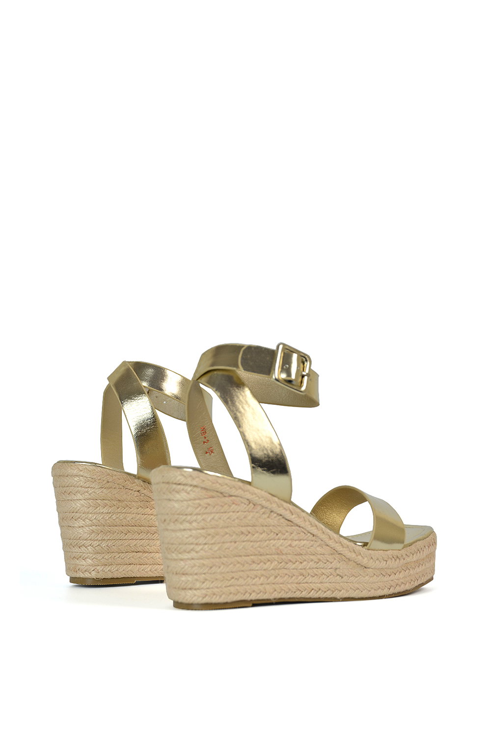 Gold XY LONDON Gold 'Linda' Strappy Platform Woven Wedge Heel Sandals, Image 4 of 5