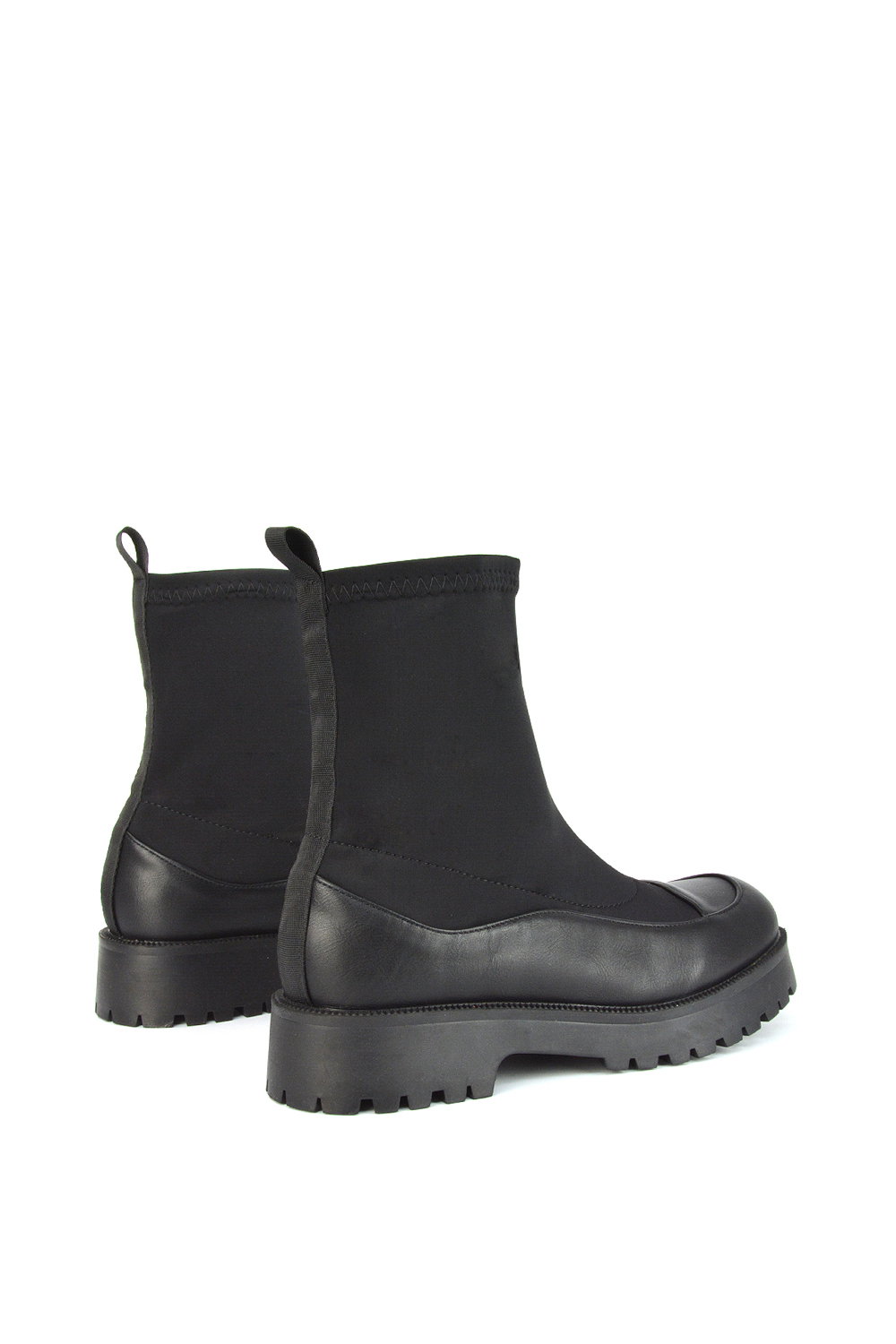 Black 'Kerry' Sock Ankle Boots Flat Biker Booties, Image 5 of 5
