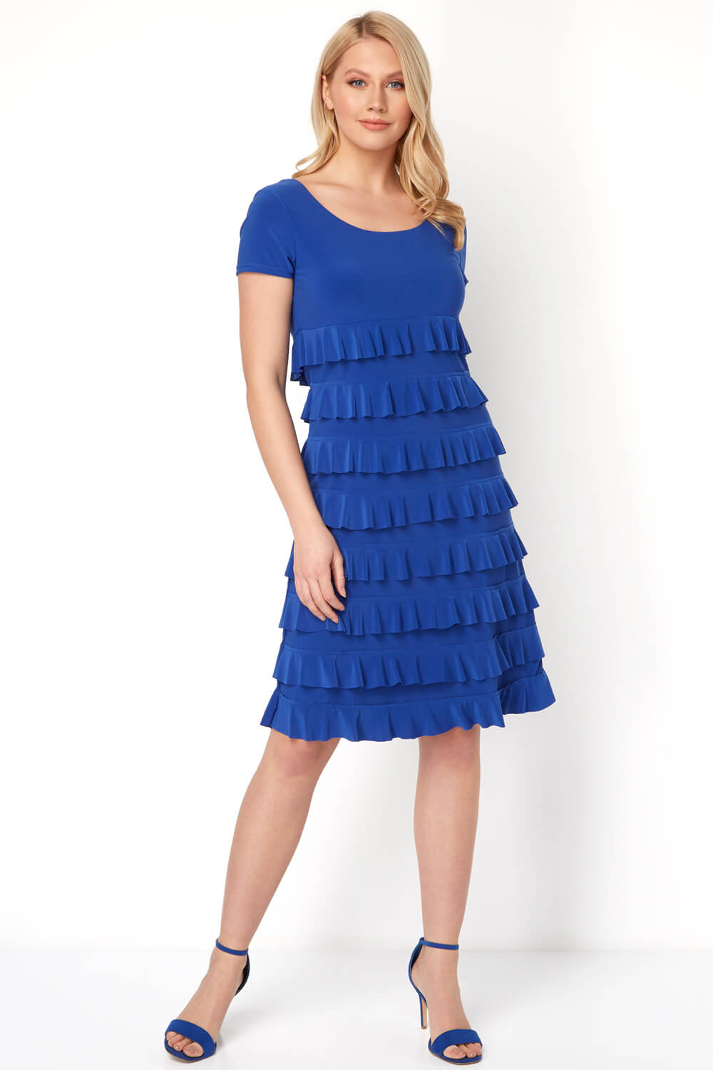 blue dress shoes women's Royal Blue Ruffle Sleeve Dress – QhawekaziStyles main image 0