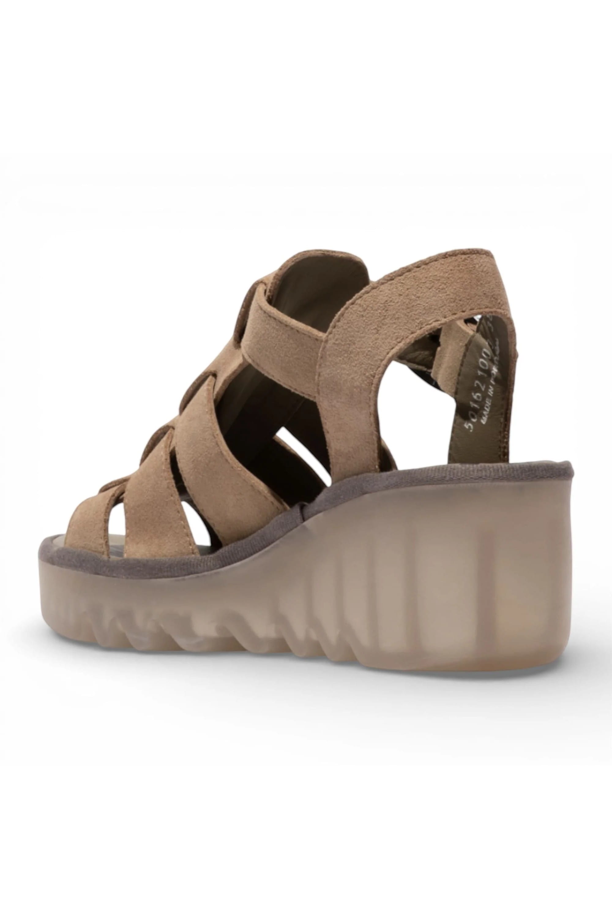 Grey Womens Leather Wedge Sandals BAIC621FLY, Image 4 of 5