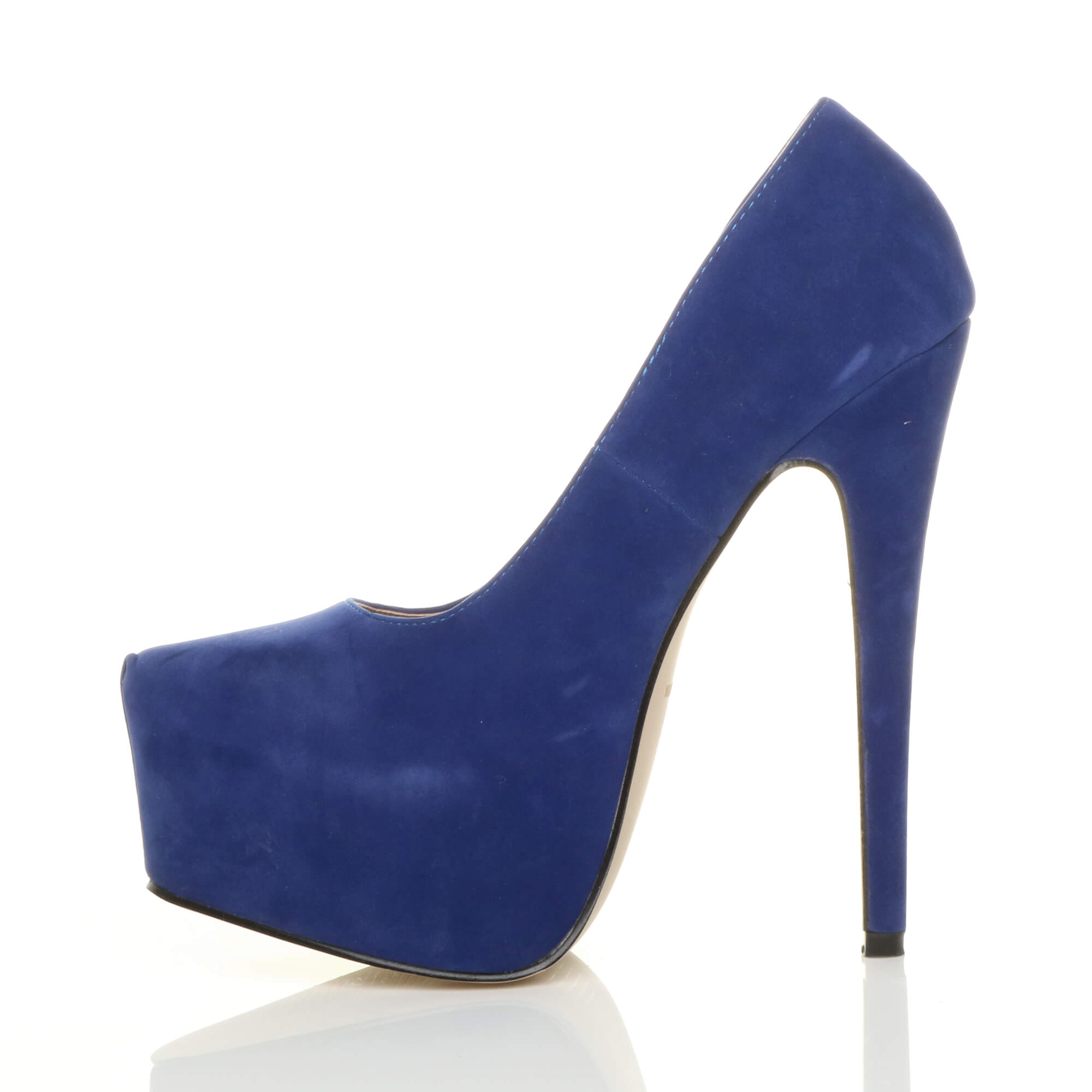 Royal Blue AJVANI Royal Blue High Heel Platform Court Shoes, Image 3 of 5