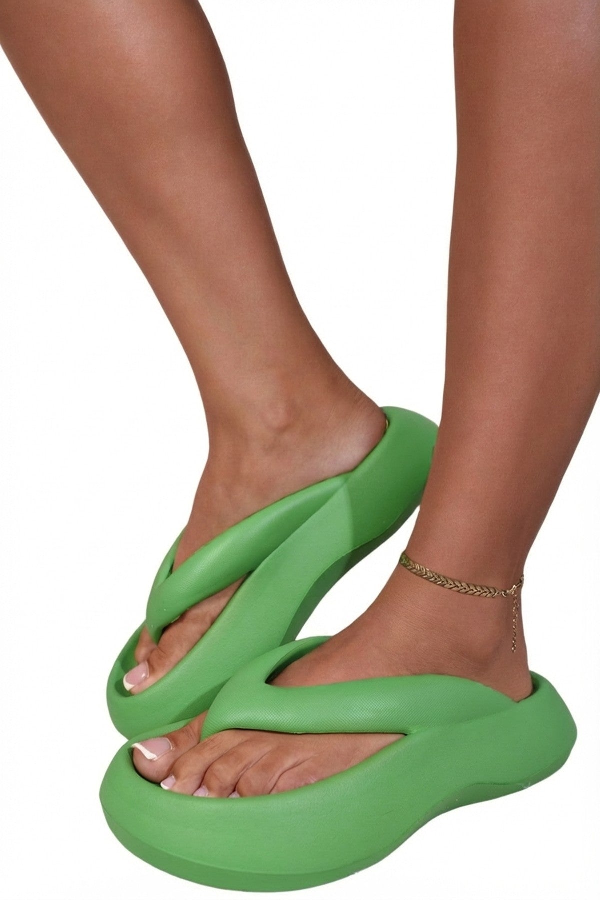 Green iKrush Green Cora Chunky Platform Flip-flops Sandals, Image 5 of 8