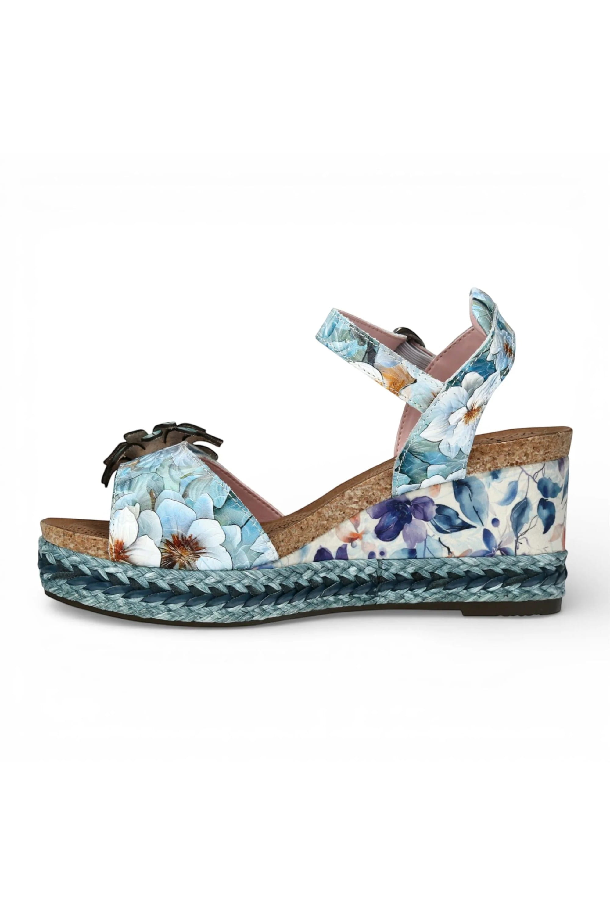Blue Womens Durable Wedge Sandals-FACYO-75, Image 5 of 7