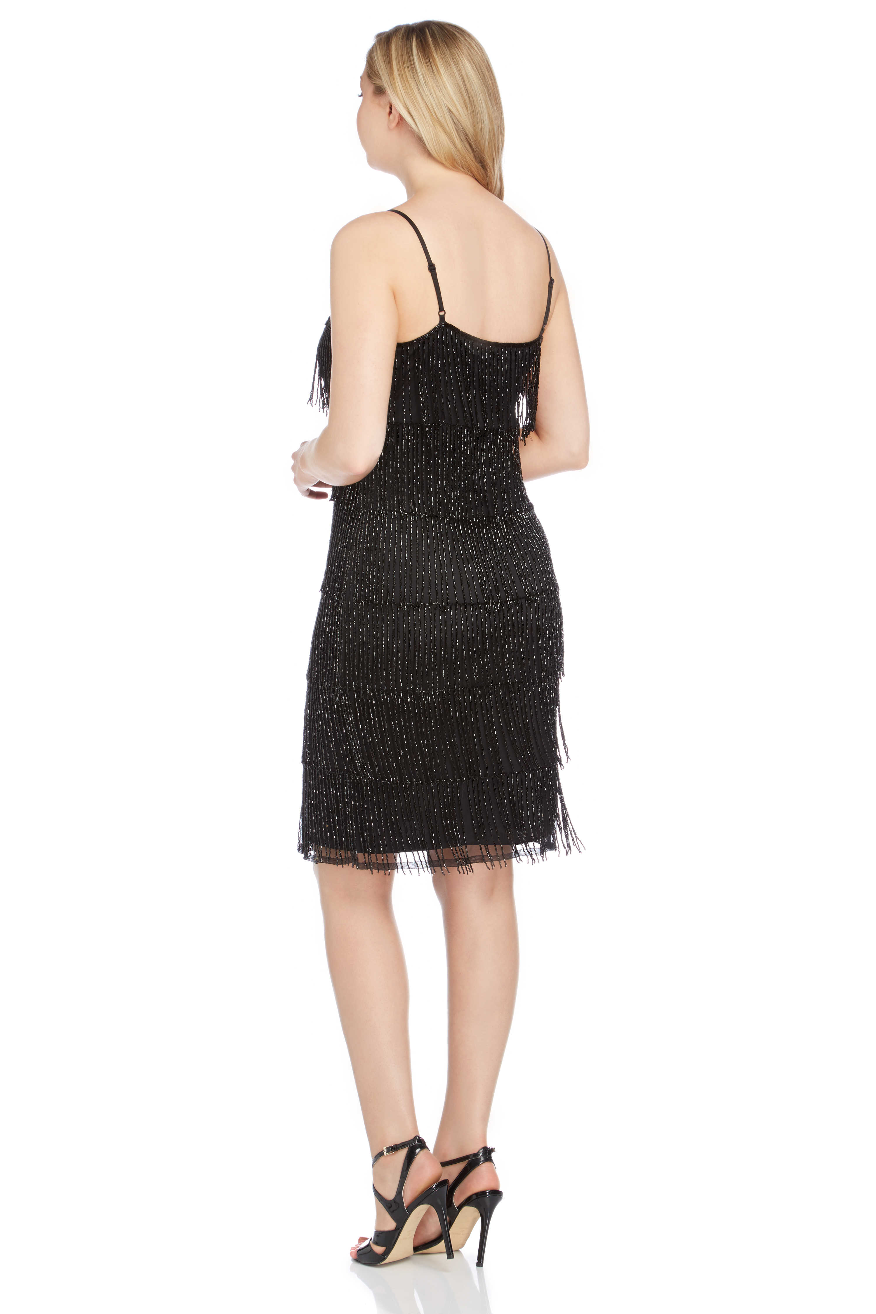 Black Dusk Fringe Beaded Flapper Dress, Image 3 of 5