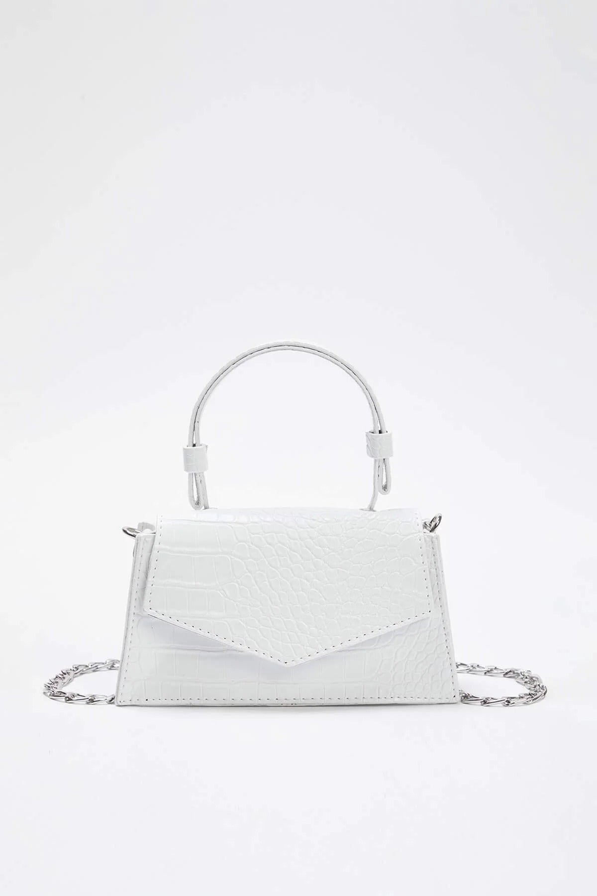 White Textured Crossbody Mini City Bag, Image 1 of 3