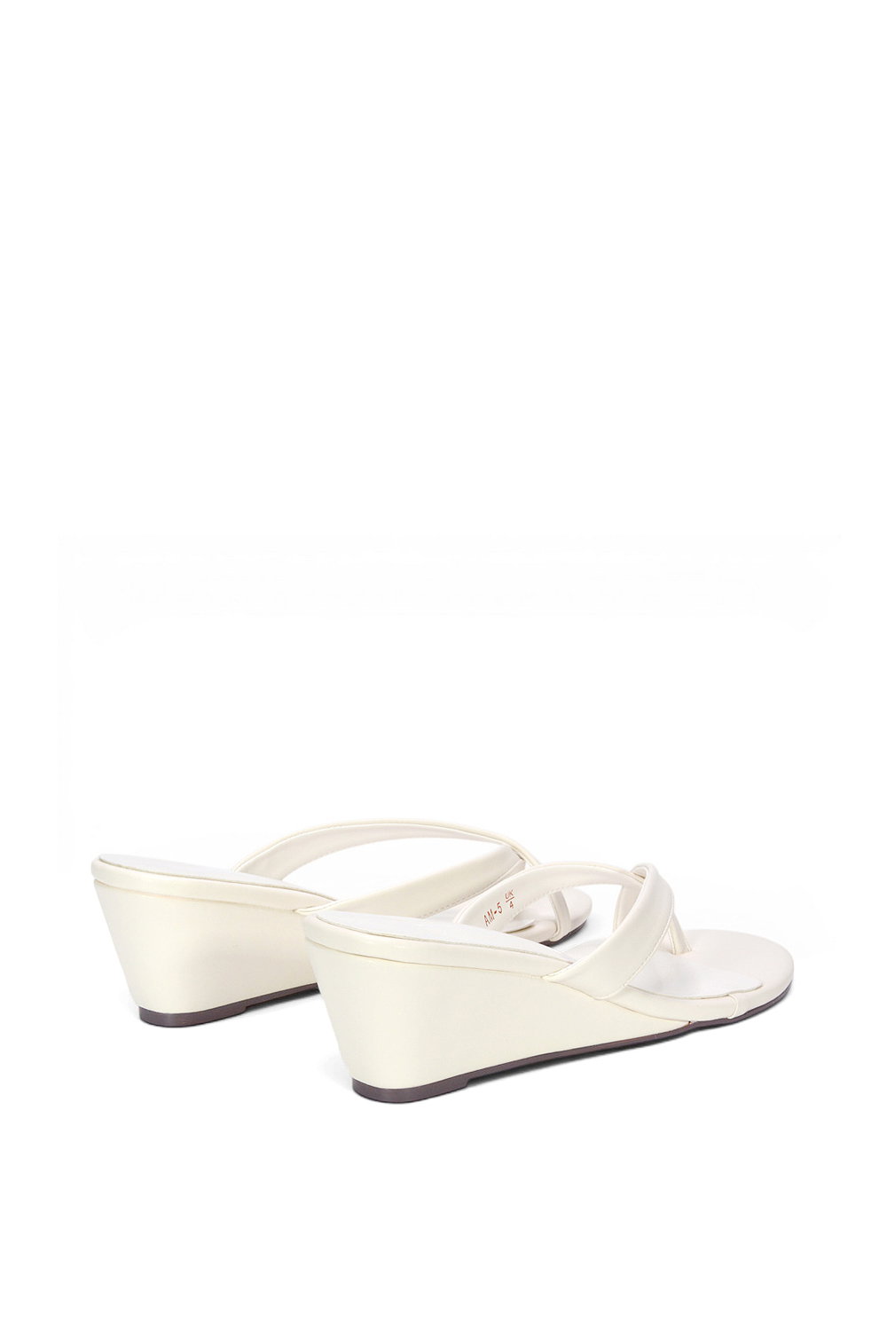 White XY LONDON White 'Rosa' Mid Wedge Heel Sandal Mules With Toe Post, Image 4 of 6