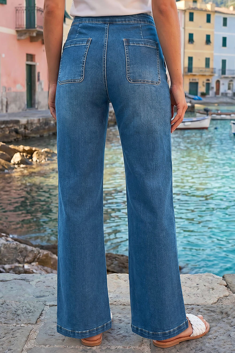 Blue Buttoned Pocket Jeans, Image 4 of 4