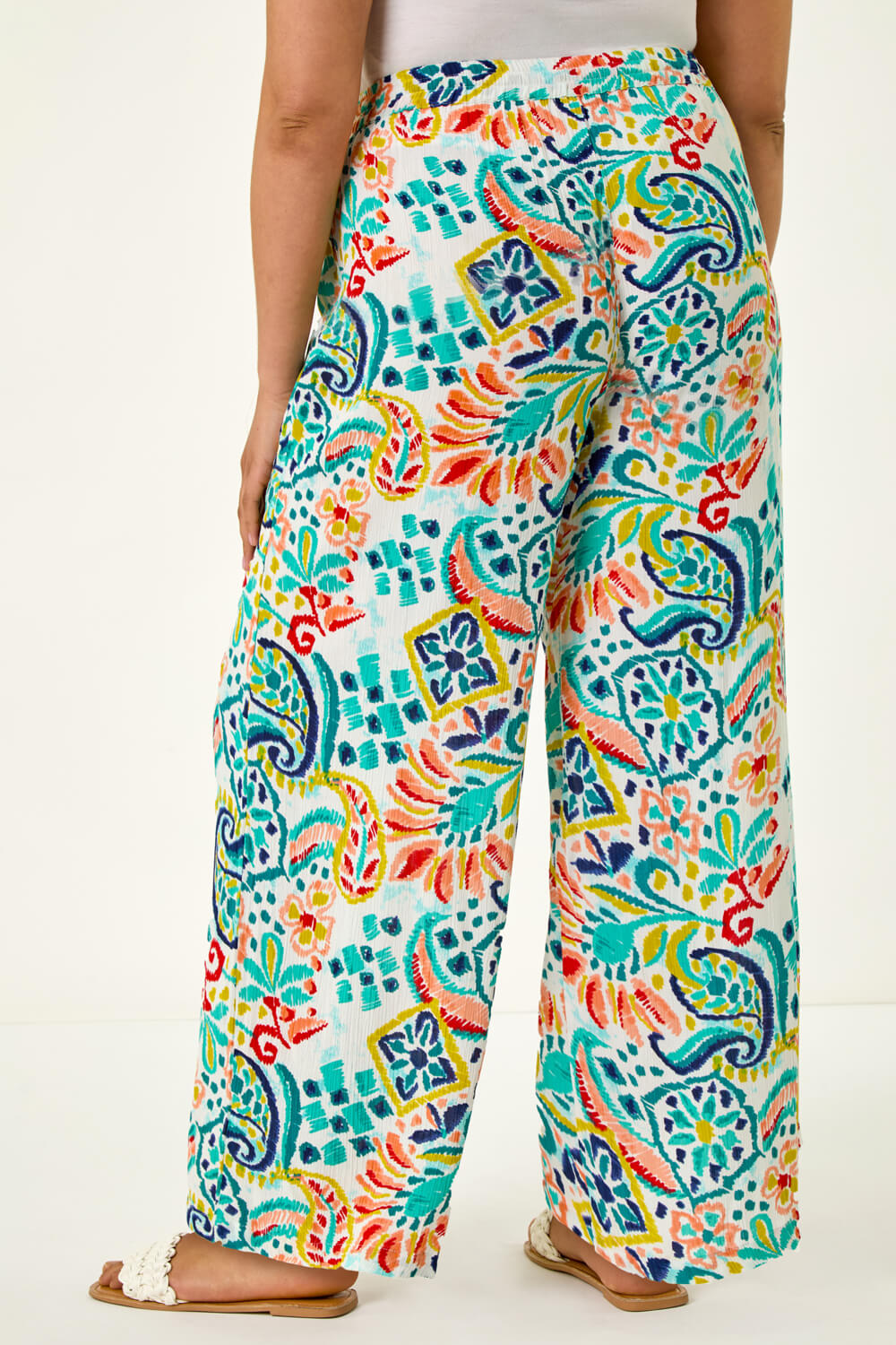 Blue Curve Abstract Print Trousers, Image 4 of 5