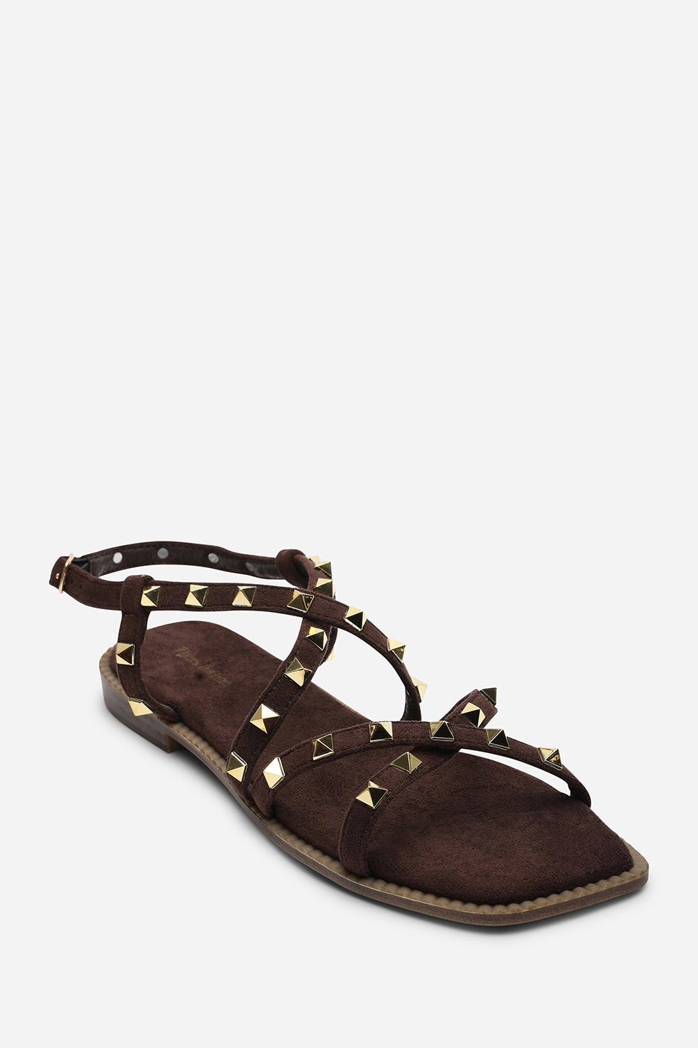 Dark Brown 'Montana' Gladiator Sandal With Stud Detail, Image 3 of 6