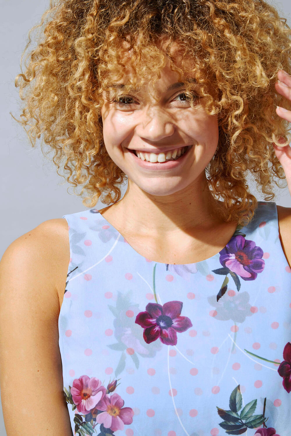 Lilac Floral Spot Chiffon Layer Dress, Image 5 of 4