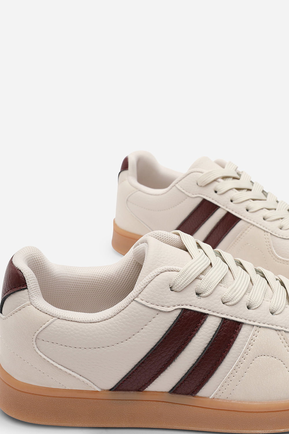 Beige 'Xia' Classic Retro Lace Up Trainer with Stripes, Image 6 of 8
