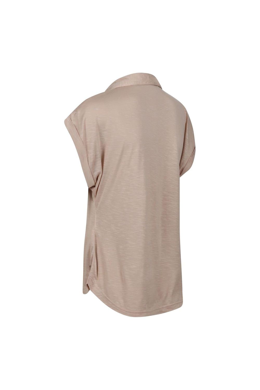Natural Plain V Neck Short Sleeved Polo Shirt, Image 4 of 4