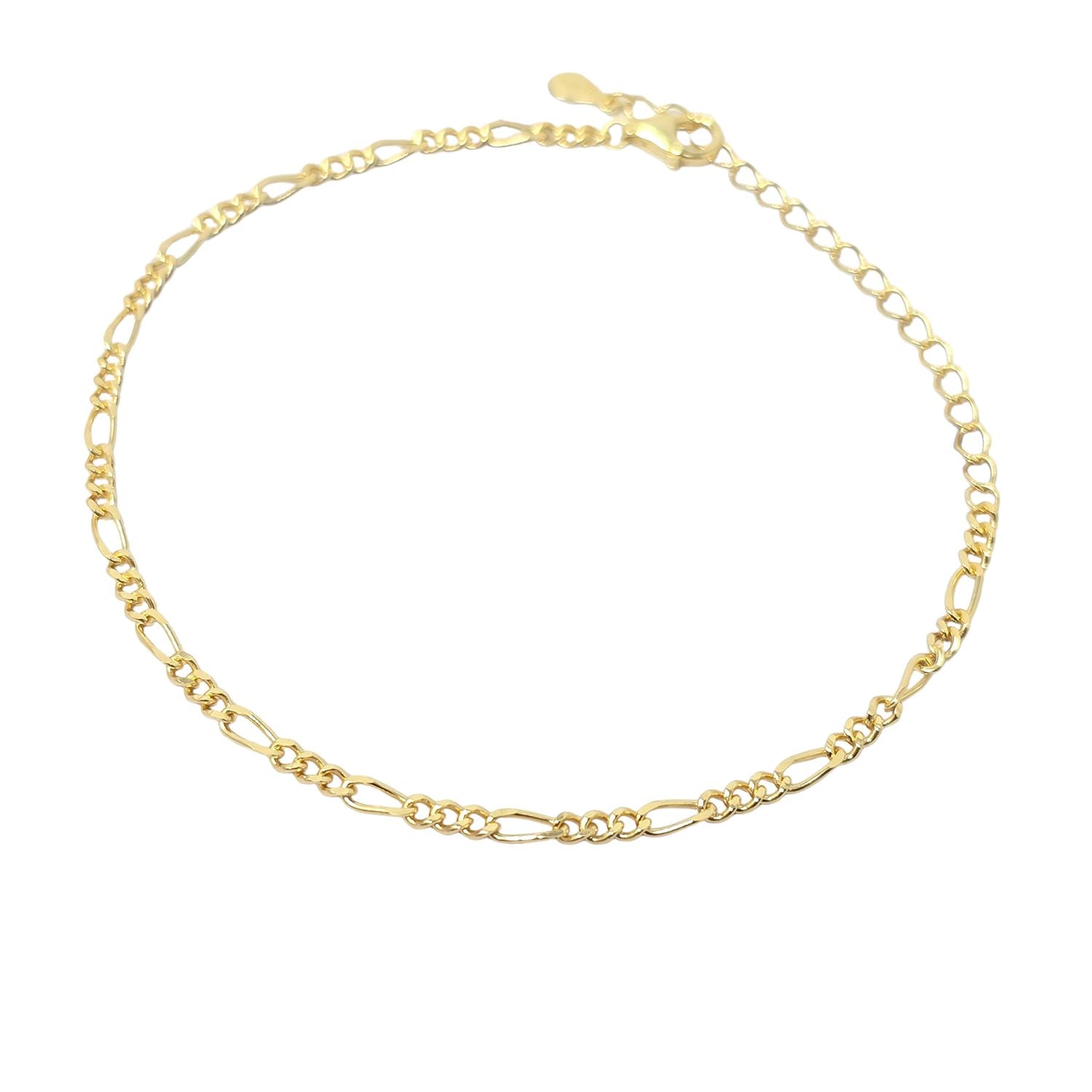 Gold Gold Plated Everyday Figaro Chain Stacking Bracelet, Image 1 of 1