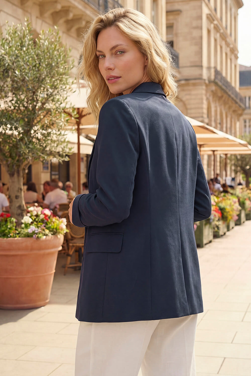Navy Tailored Collar & Revere Blazer, Image 4 of 4
