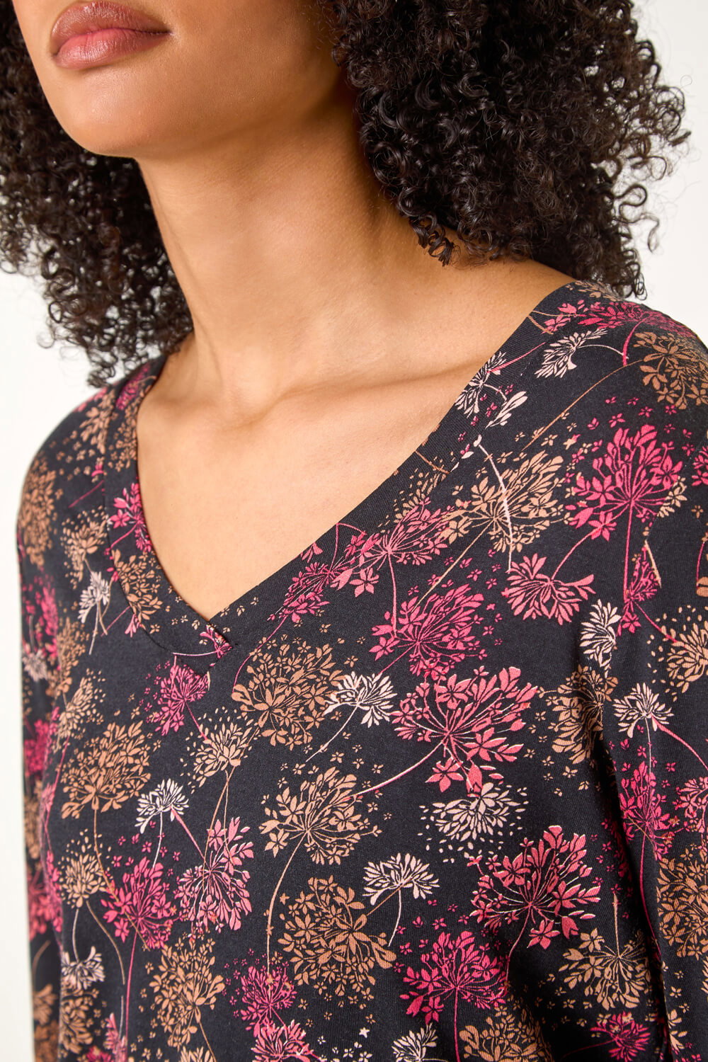 ORANGE Floral Print Relaxed Stretch Top, Image 6 of 5