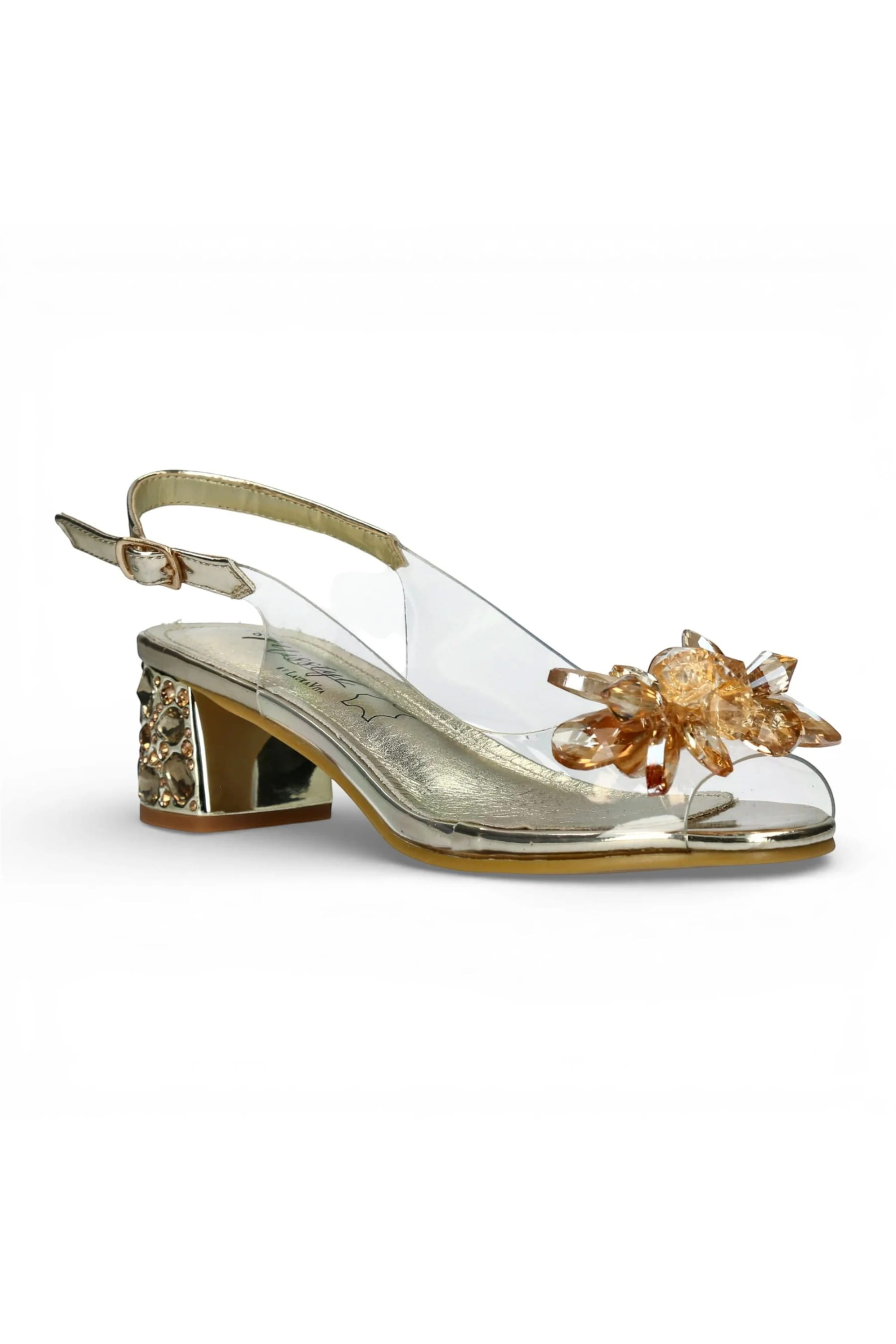 Gold Women’s Cinderella Heel Sandals-Mily-22, Image 2 of 7