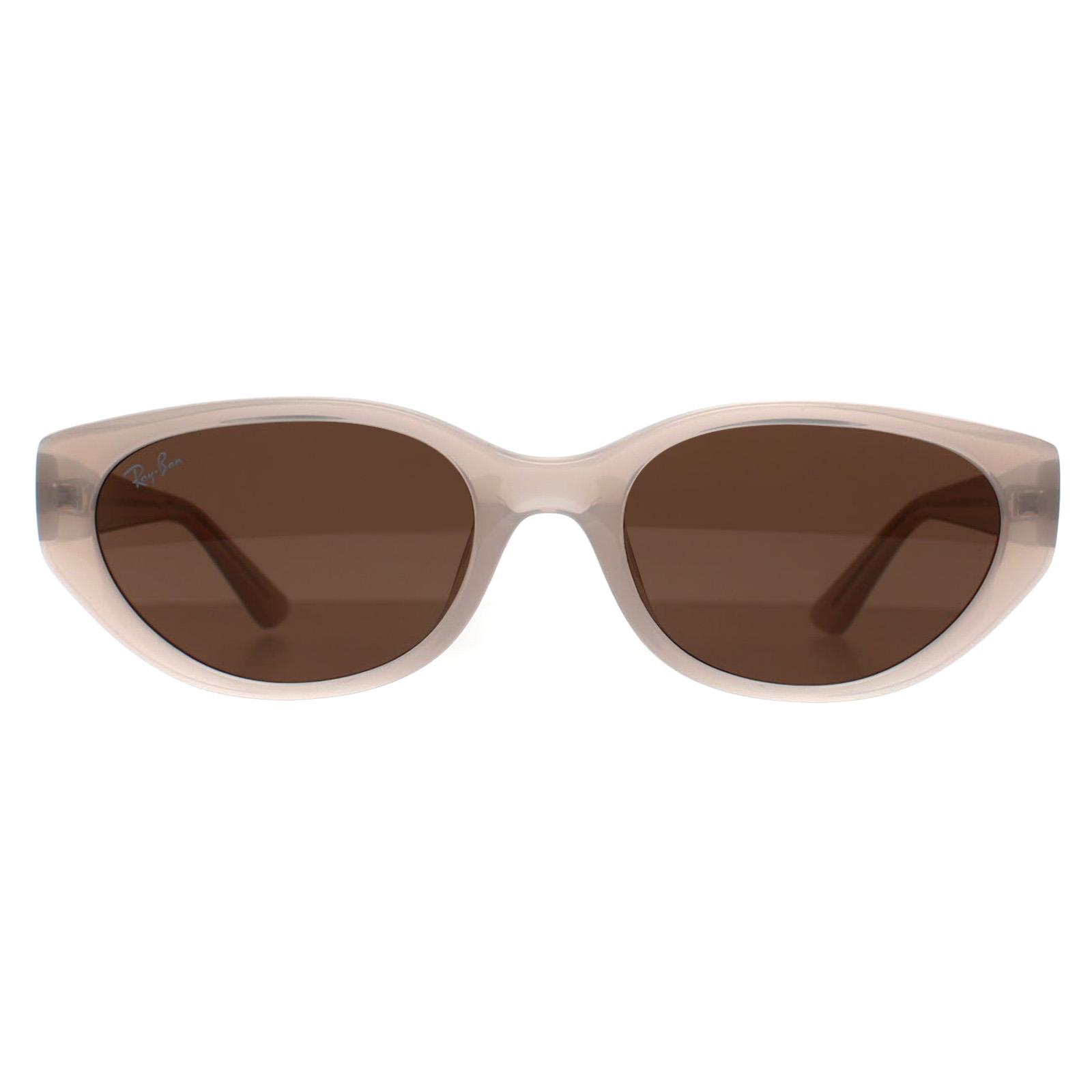 Beige Ray-Ban Beige Oval Polished Opal Beige Dark Brown RB4457D Bio Based, Image 1 of 3