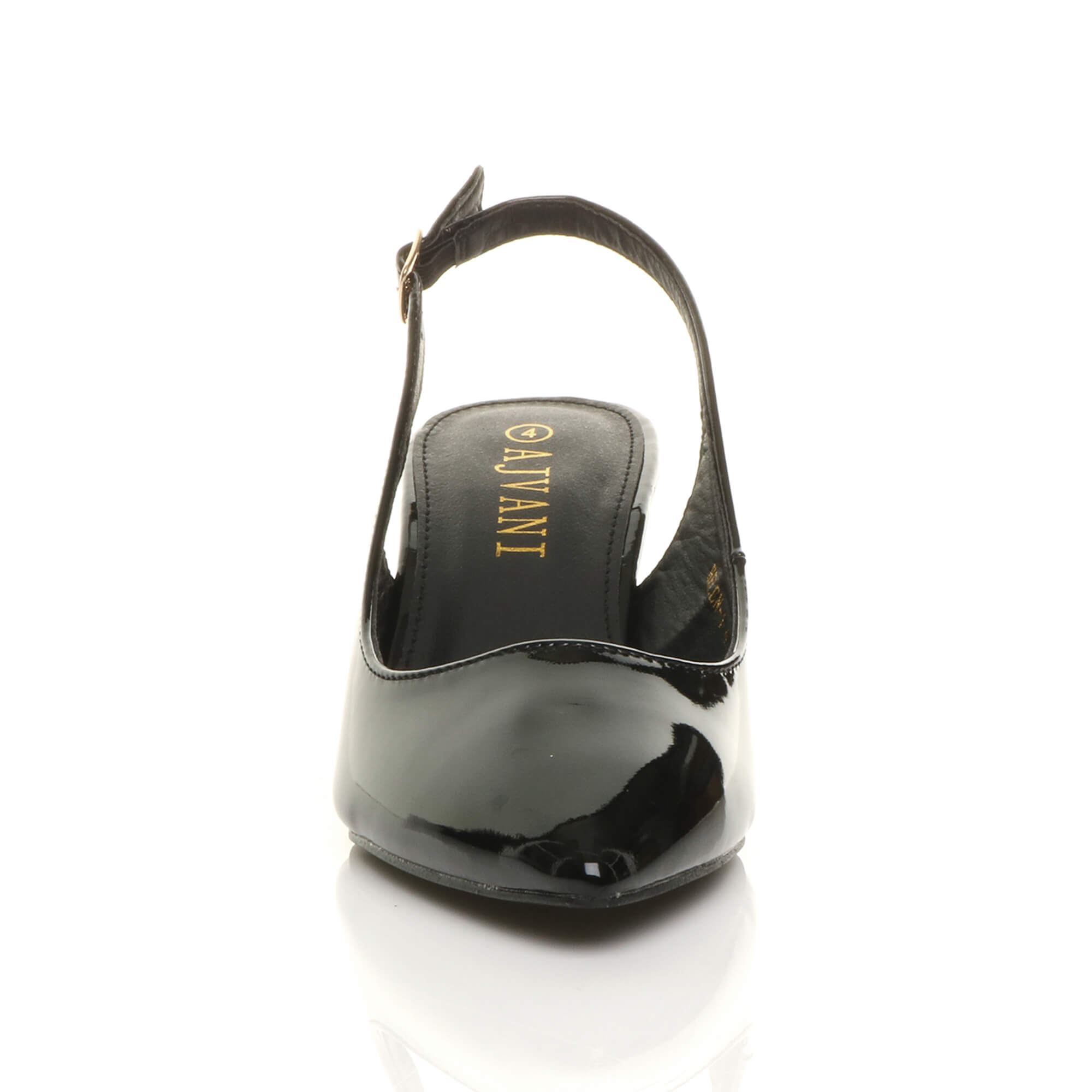 Black Mid Heel Slingback Pointed Toe Court Shoes, Image 6 of 6