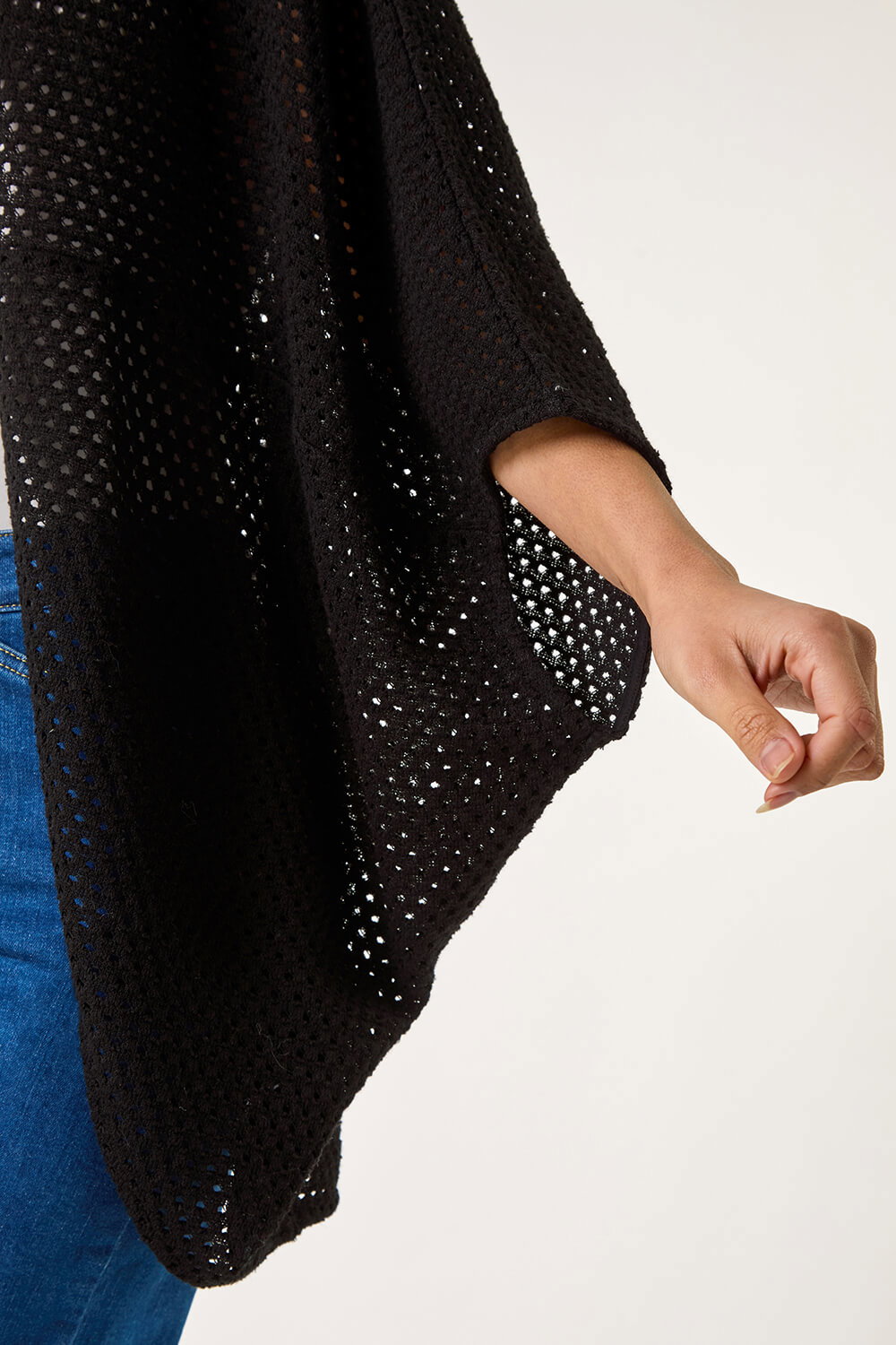 Black Crochet Tunic Cardigan, Image 6 of 6