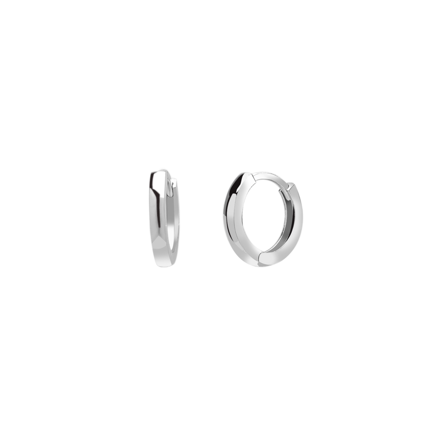 Silver Edgy Geometric Sterling Silver Hoop Earrings, Image 1 of 5