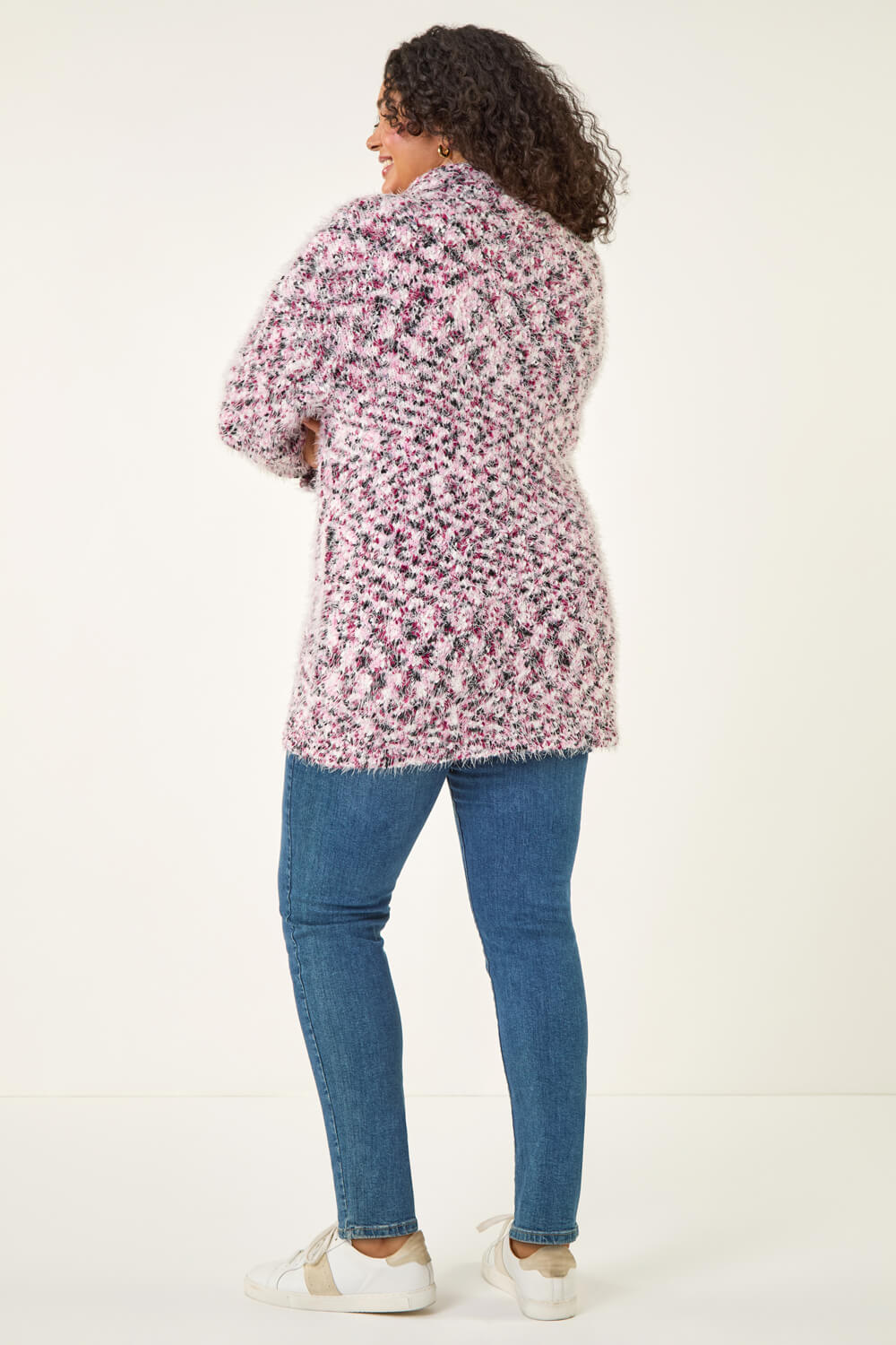 Purple Curve Fluffy Roll Neck Knit Jumper, Image 4 of 5