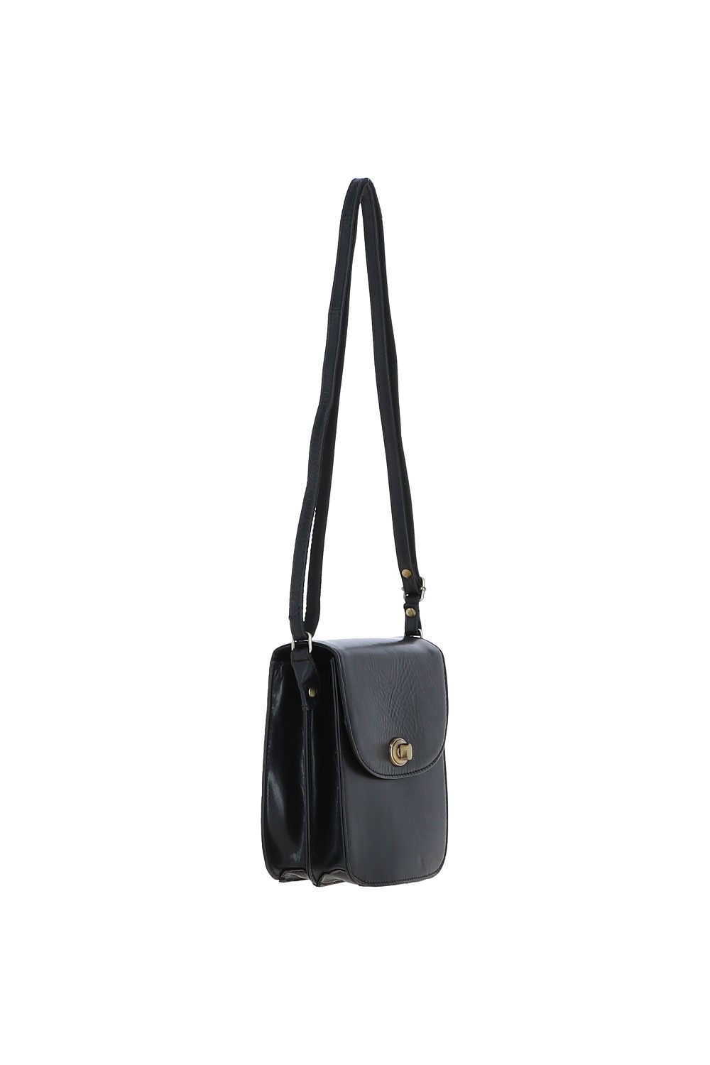 Black Medium Real Leather Crossbody Bag, Image 5 of 5