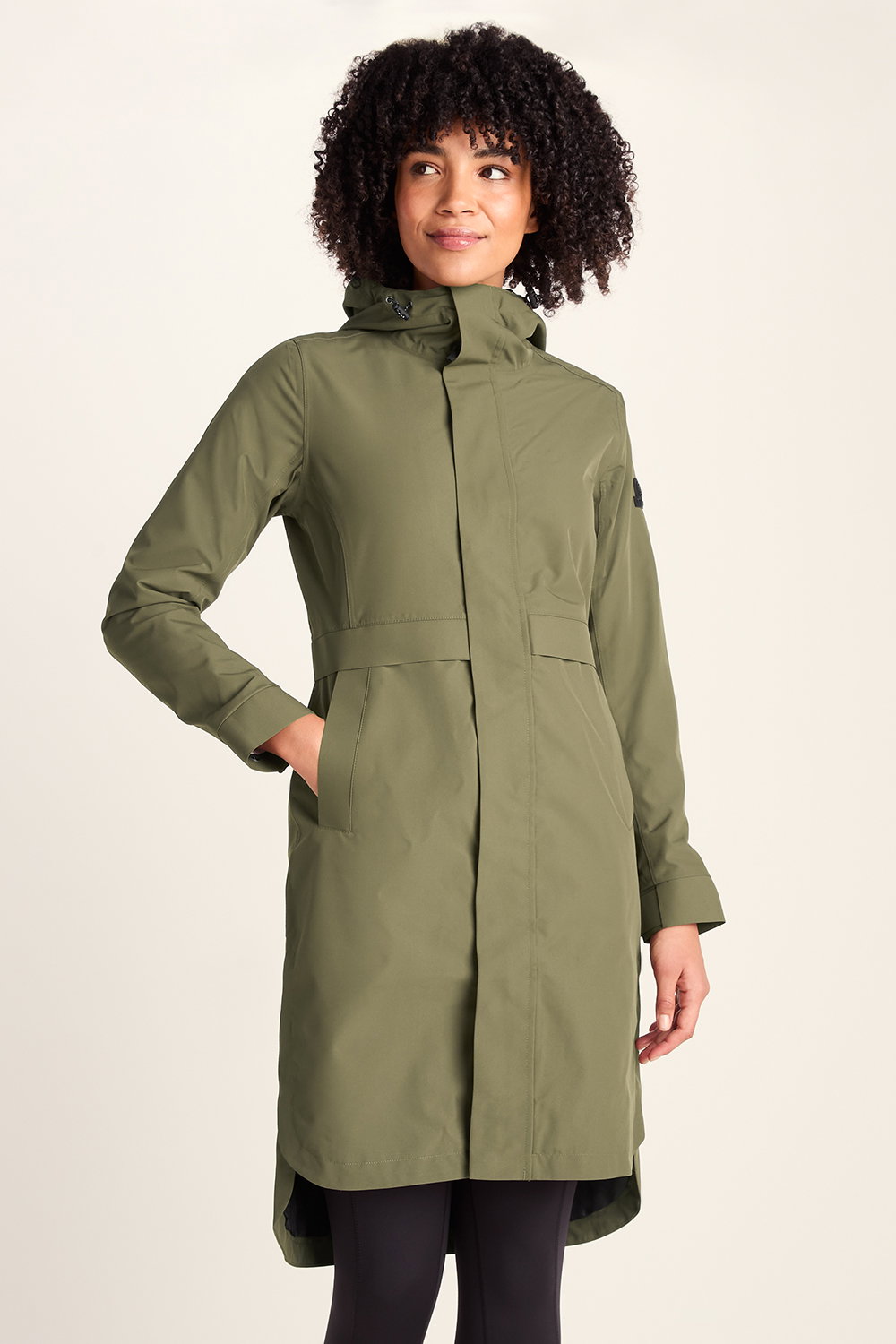 Khaki Saunter Long Waterproof Jacket, Image 1 of 6