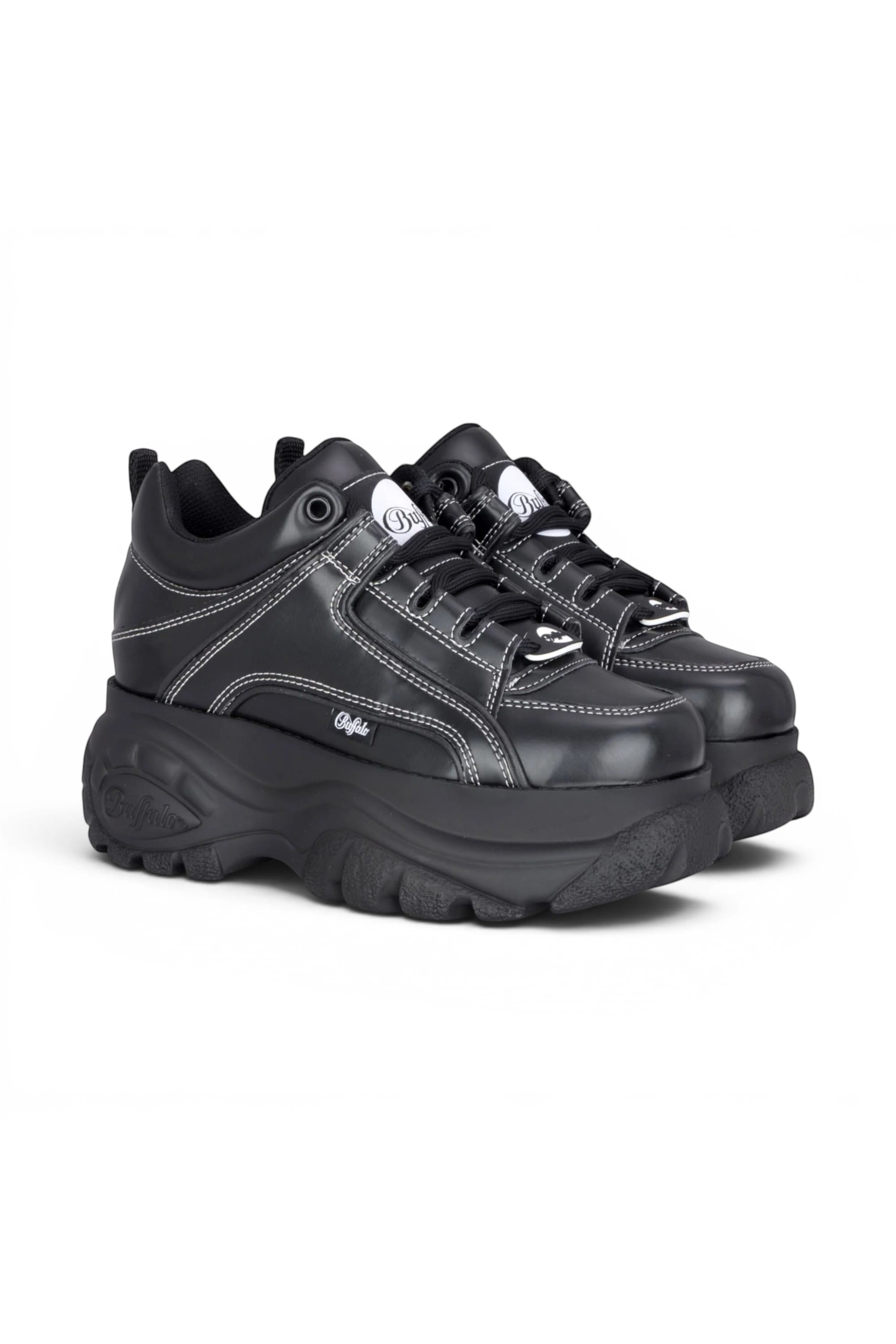 Black Womens Platform Fashion Trainers 1339-14, Image 2 of 6