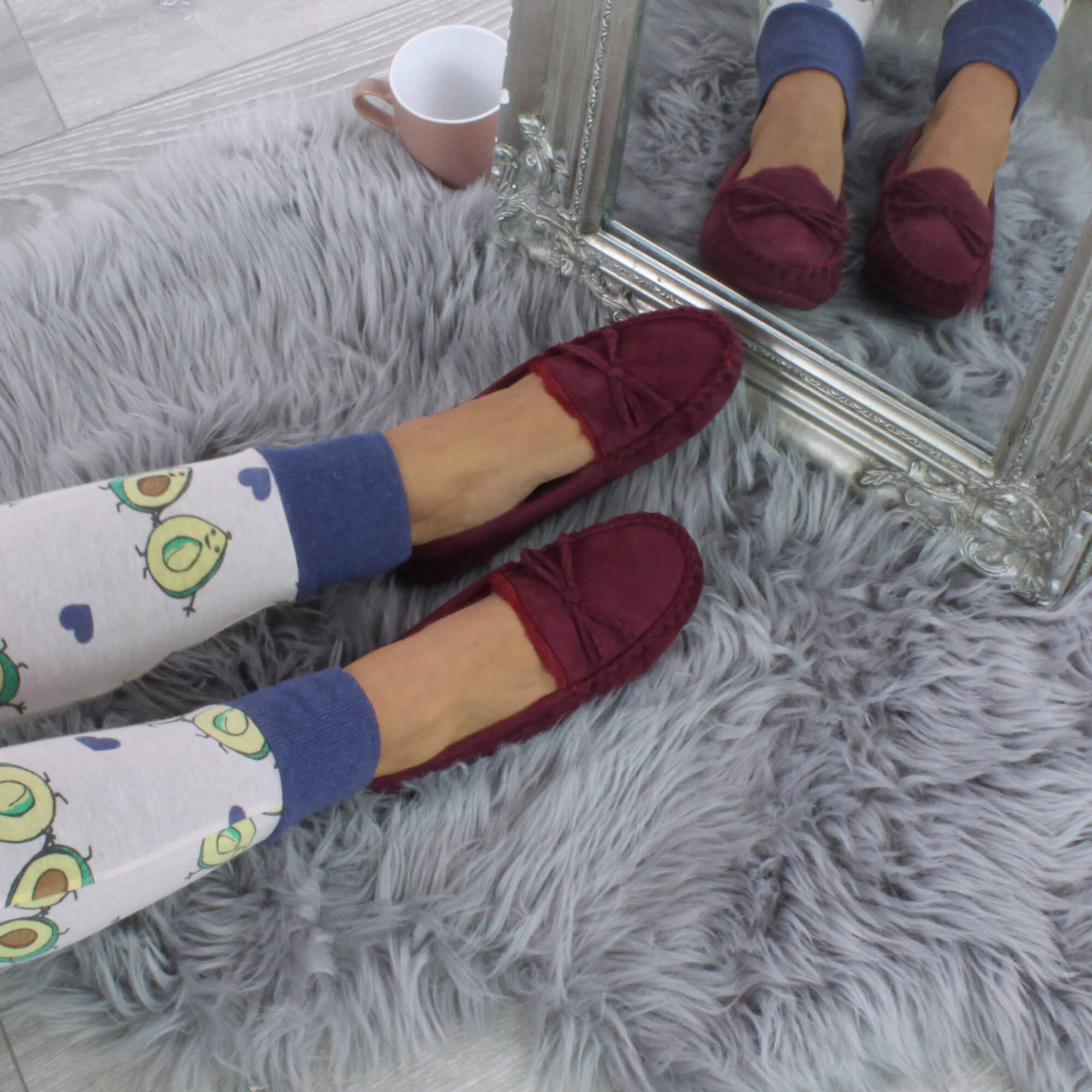 Burgundy Boat Shoes Moccasins Slippers, Image 5 of 6