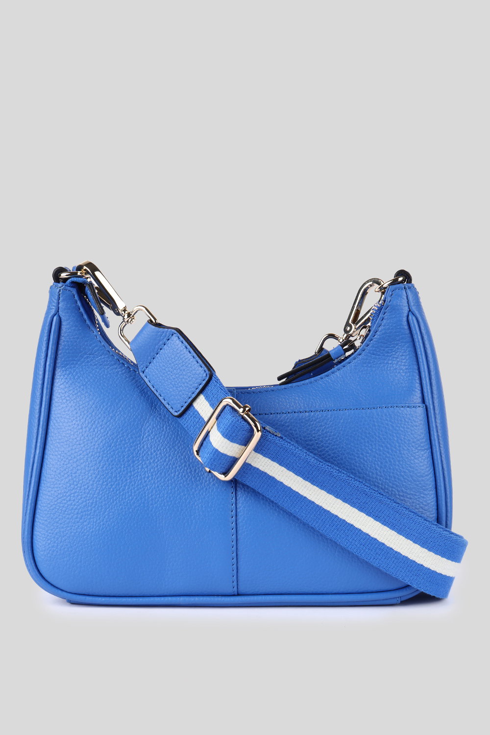 Blue 'Bella Toscana' Real Leather Crossbody Bag with Webbing Strap, Image 3 of 4