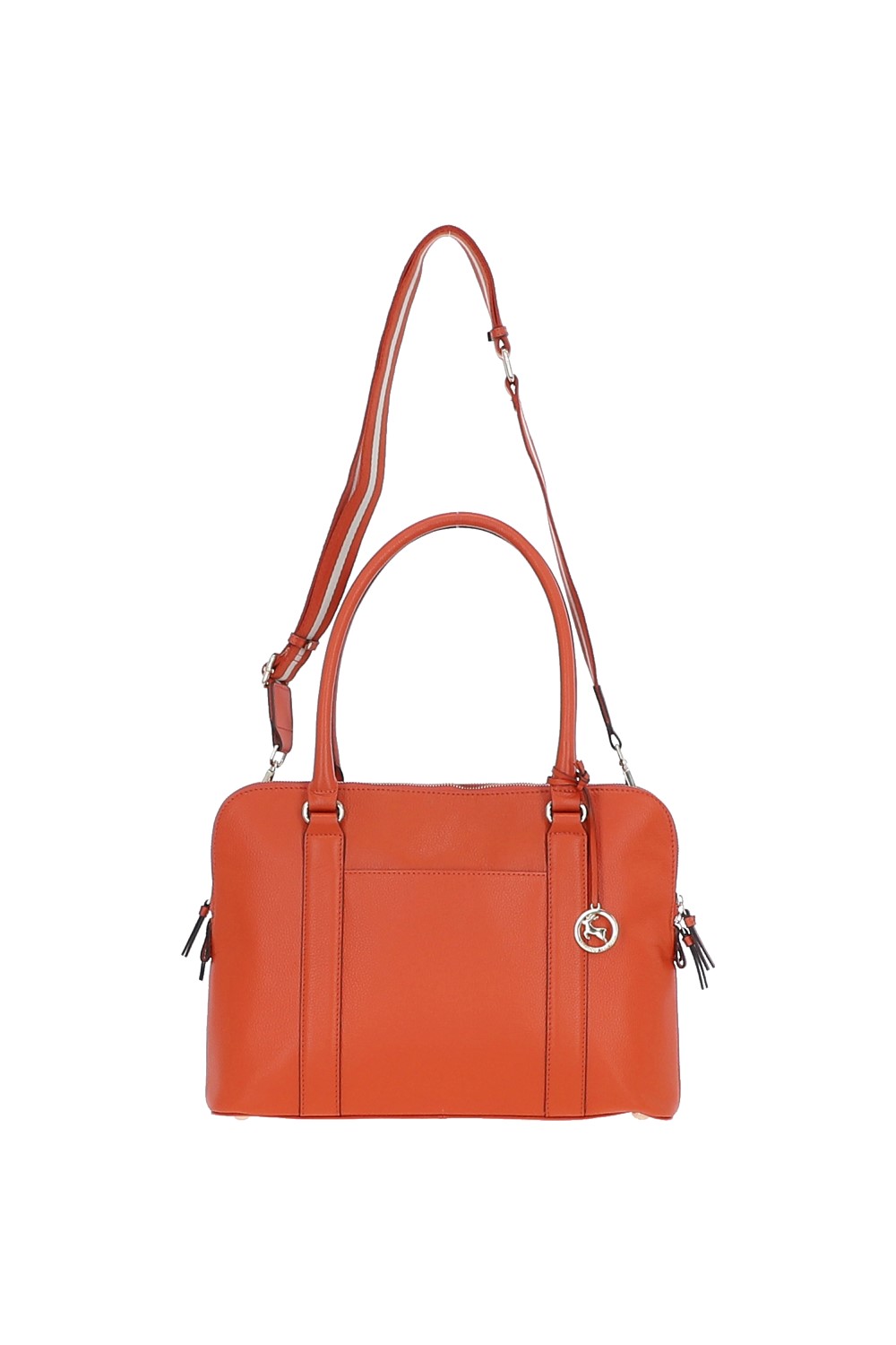 Orange 'Cuore di Cuoio' 3 Section Large Leather Handbag, Image 2 of 4